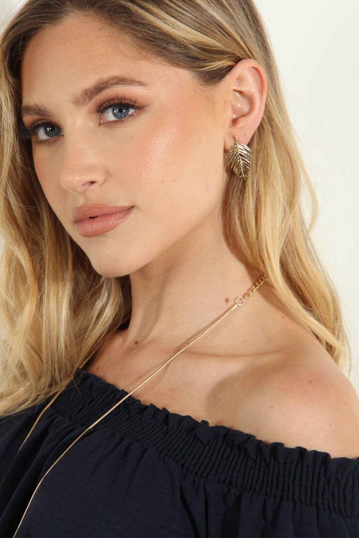 Mini Gold Palm Leaf Earrings