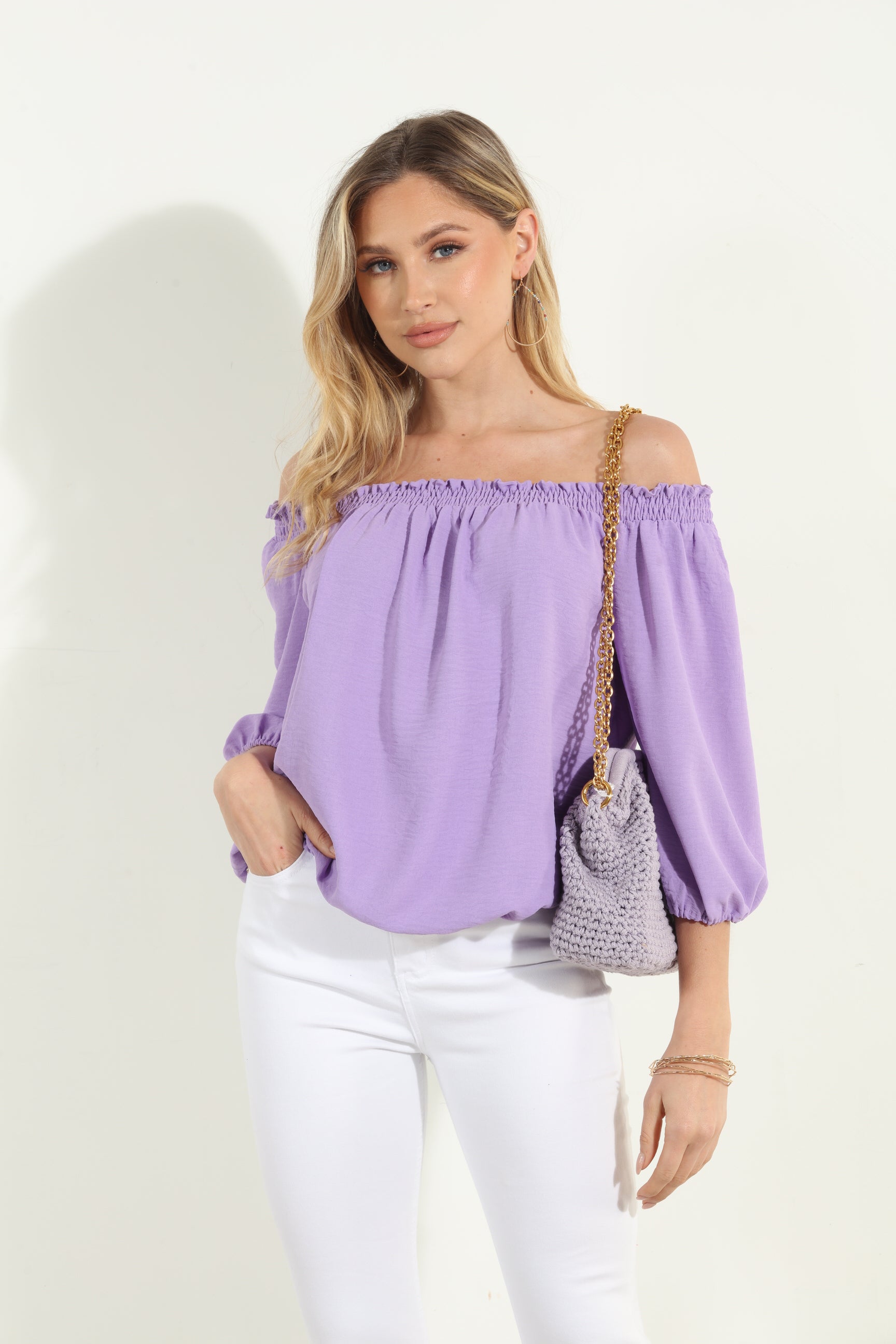 Lavender Airflow Smocked OTS Top-FINAL SALE