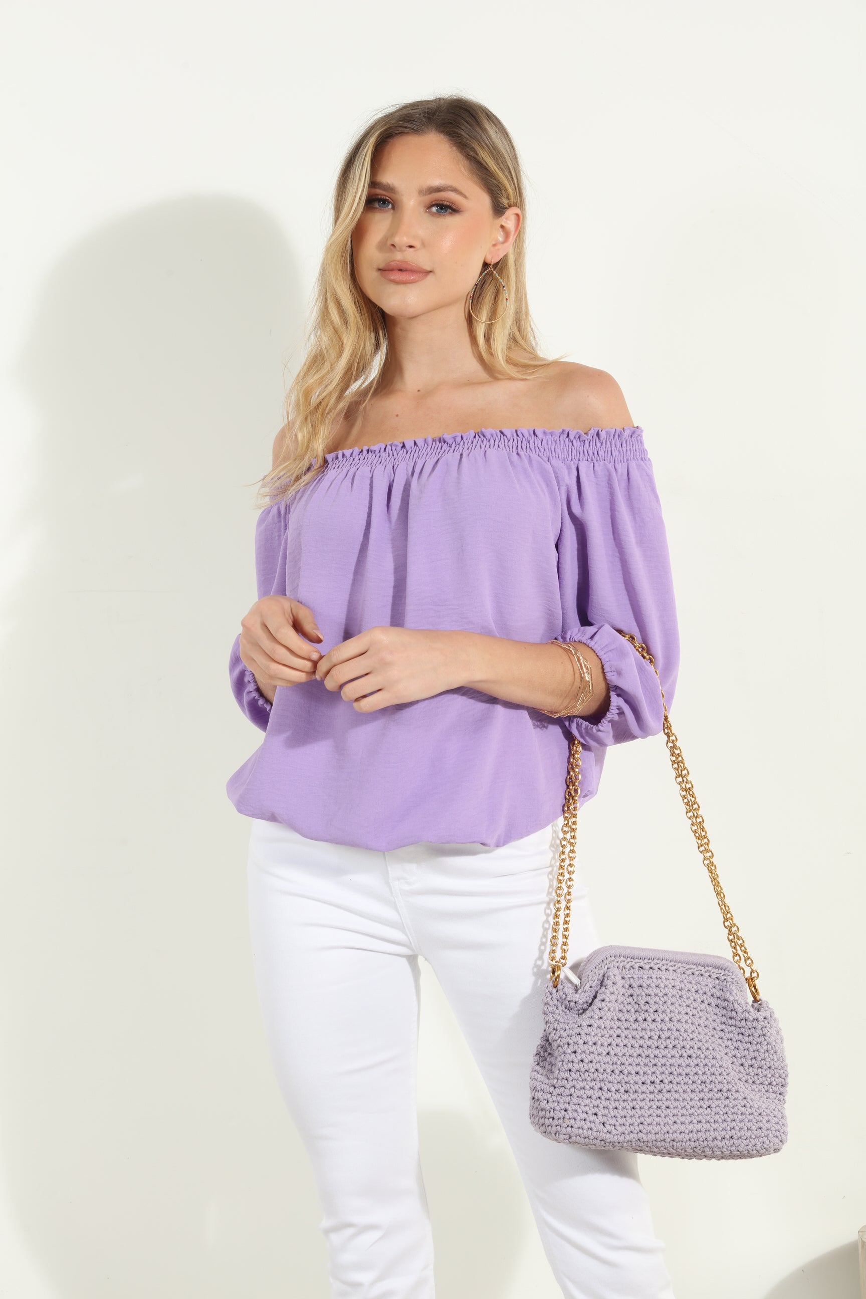 Lavender Airflow Smocked OTS Top-FINAL SALE