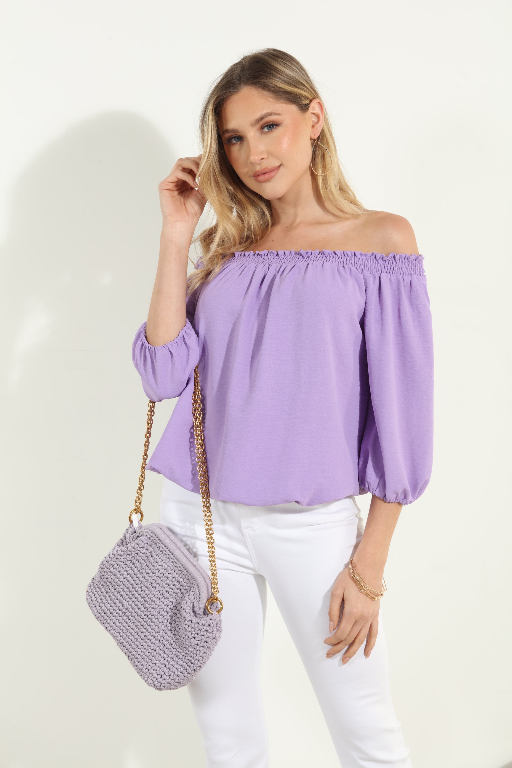 Lavender Airflow Smocked OTS Top-FINAL SALE