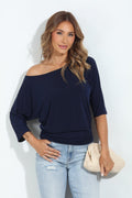 Navy Shirred Waist Top-BEST SELLER