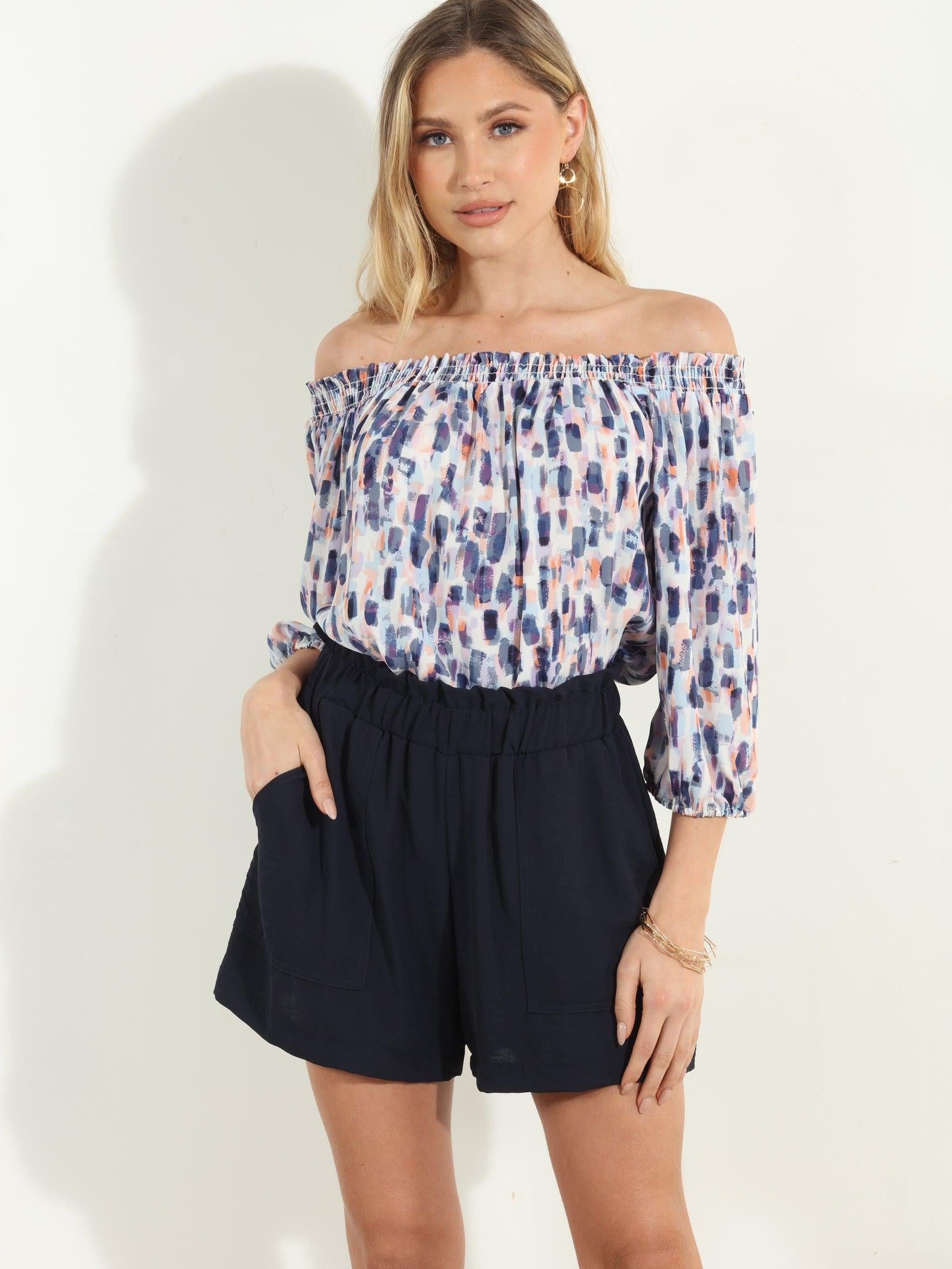 Navy Paper Bag Woven Shorts-FINAL SALE