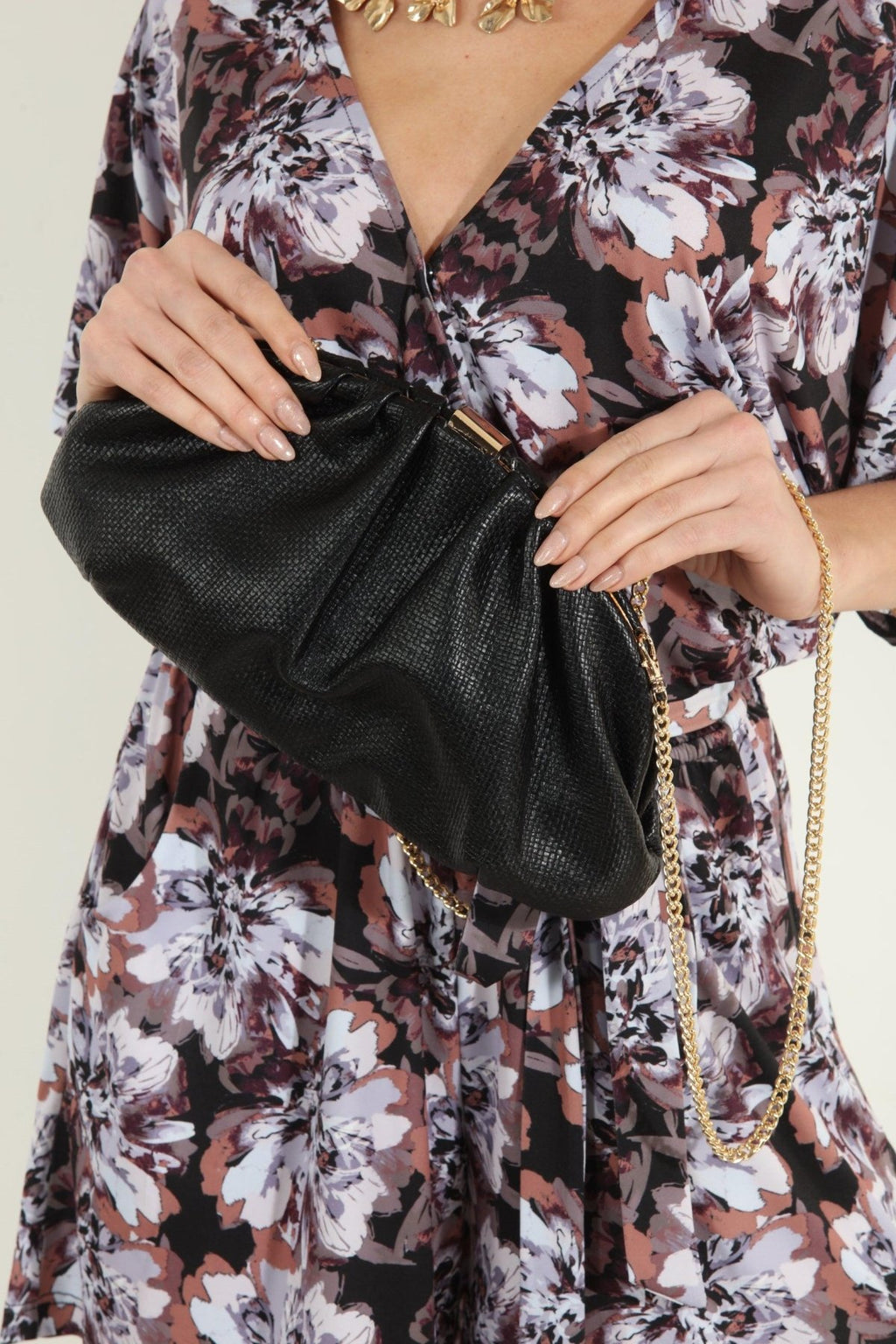 Black Faux Leather Clutch/Purse