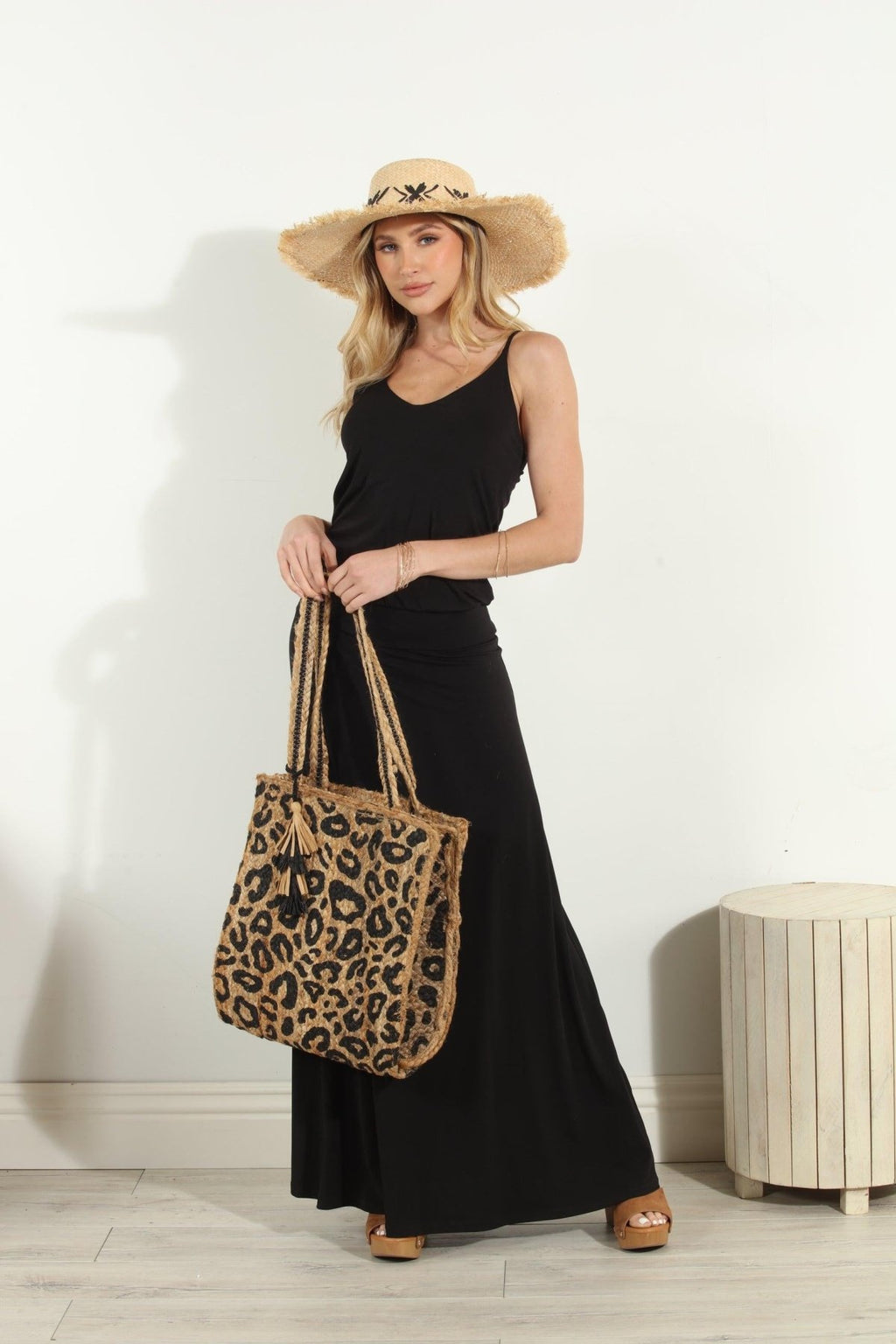Black Stretch Drop Waist Maxi Dress-BEST SELLER