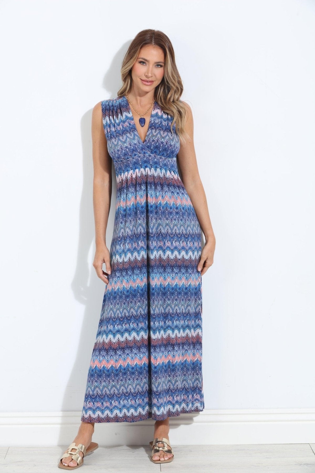 Odyssey Stretch V-Neck Maxi Dress-FINAL SALE