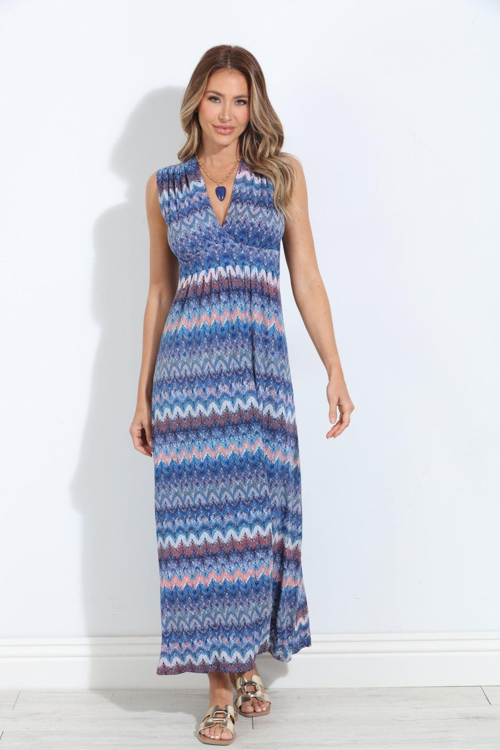 Odyssey Stretch V-Neck Maxi Dress-FINAL SALE