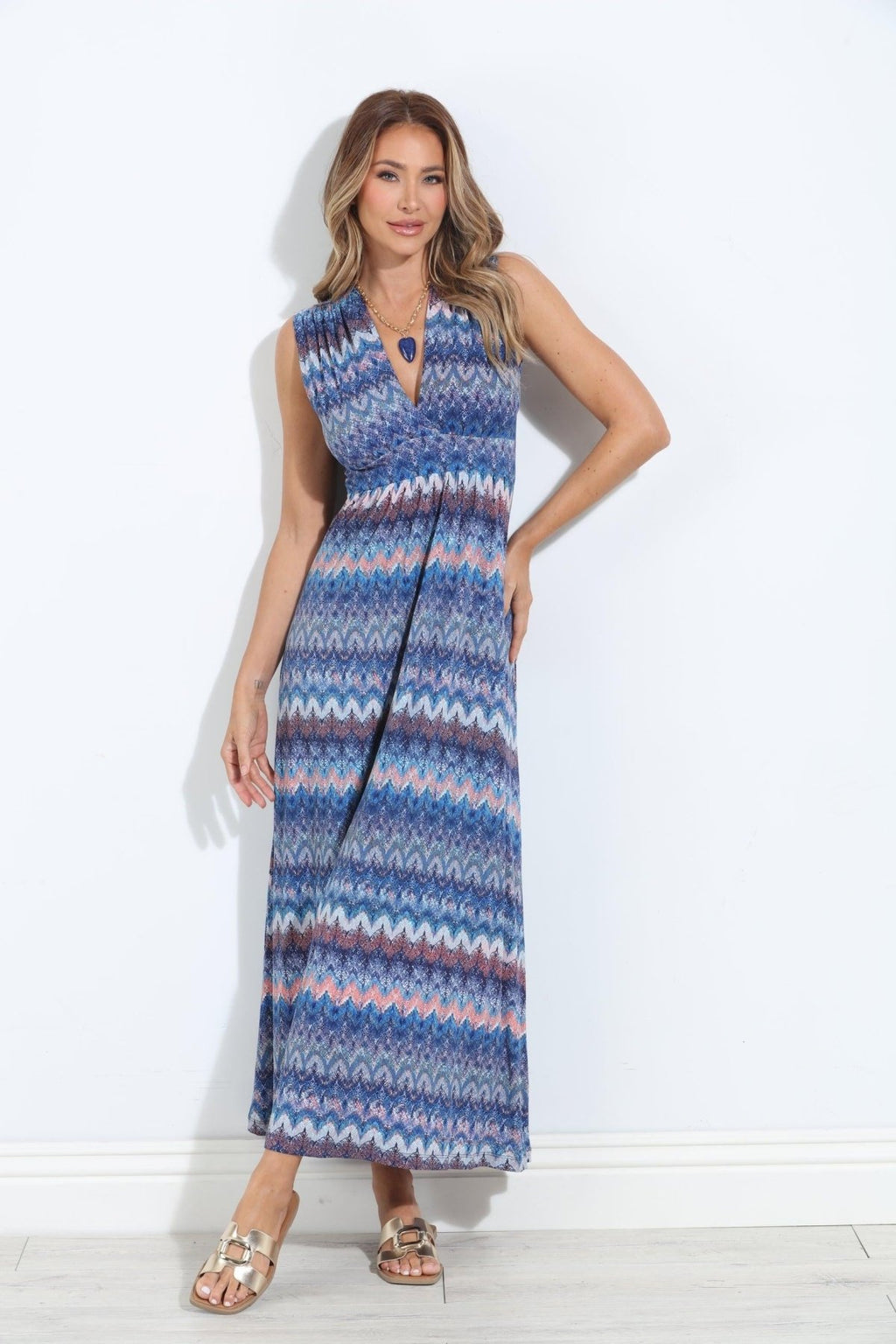 Odyssey Stretch V-Neck Maxi Dress-FINAL SALE