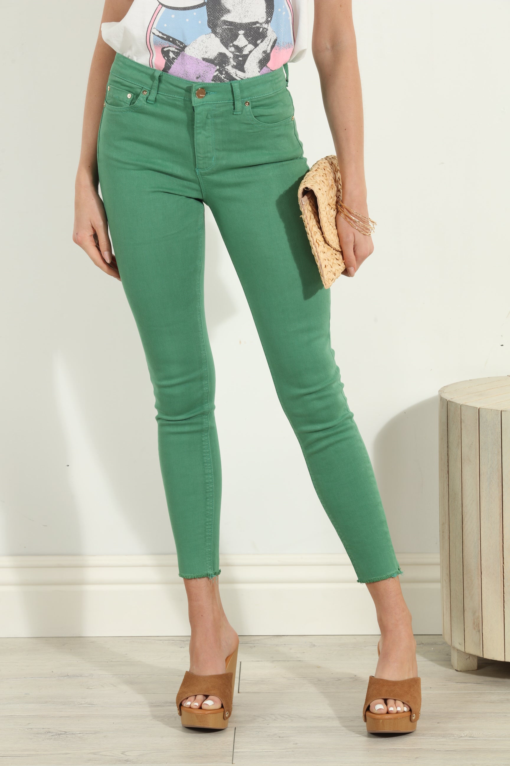 TRCTR Grass Green High Rise Cropped Skinny Jeans-FINAL SALE