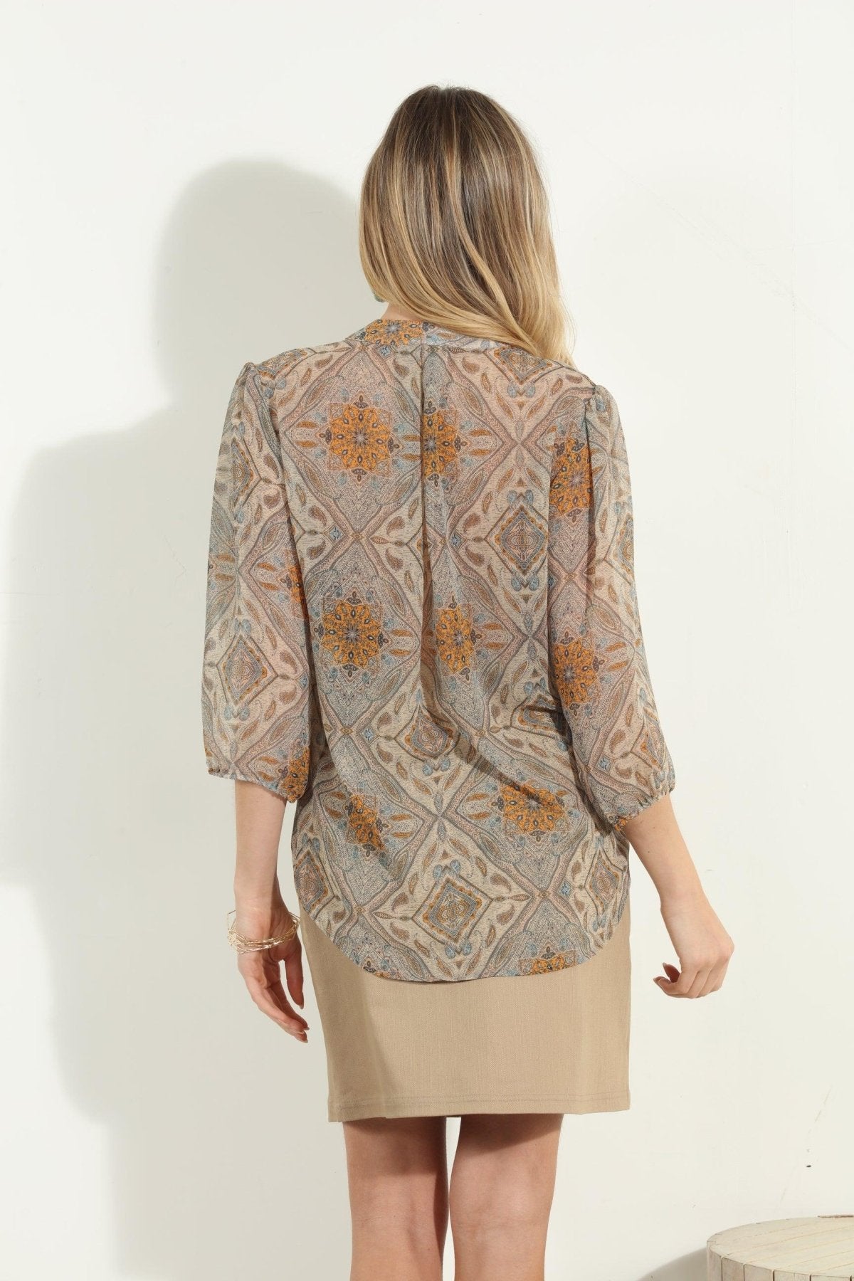 Bellah 3/4 Sleeve Surplice Blouse-FINAL SALE