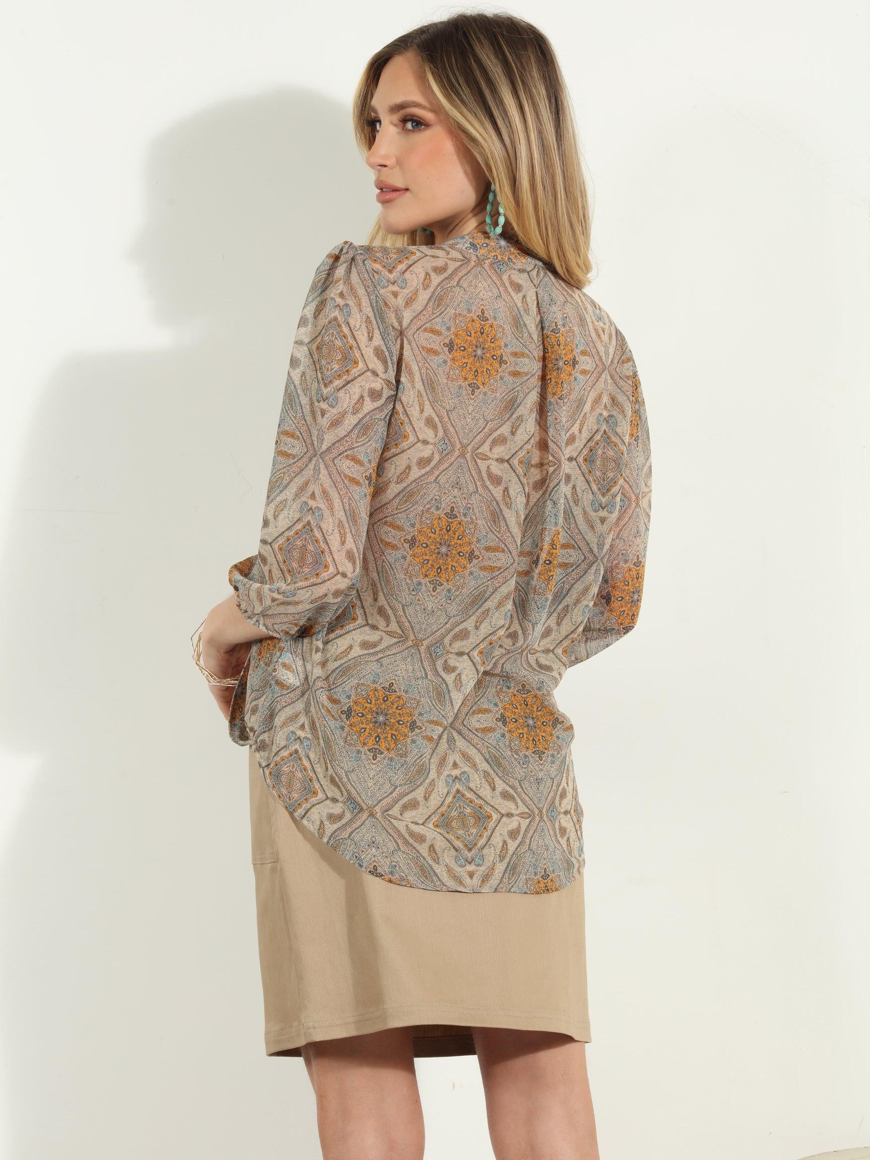 Bellah 3/4 Sleeve Surplice Blouse-FINAL SALE