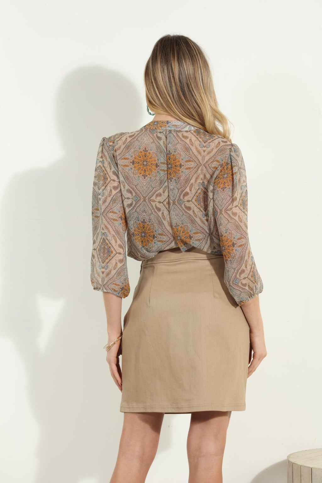 Bellah 3/4 Sleeve Surplice Blouse-FINAL SALE