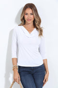Emy White Venezia Cowl Neck Top-FINAL SALE