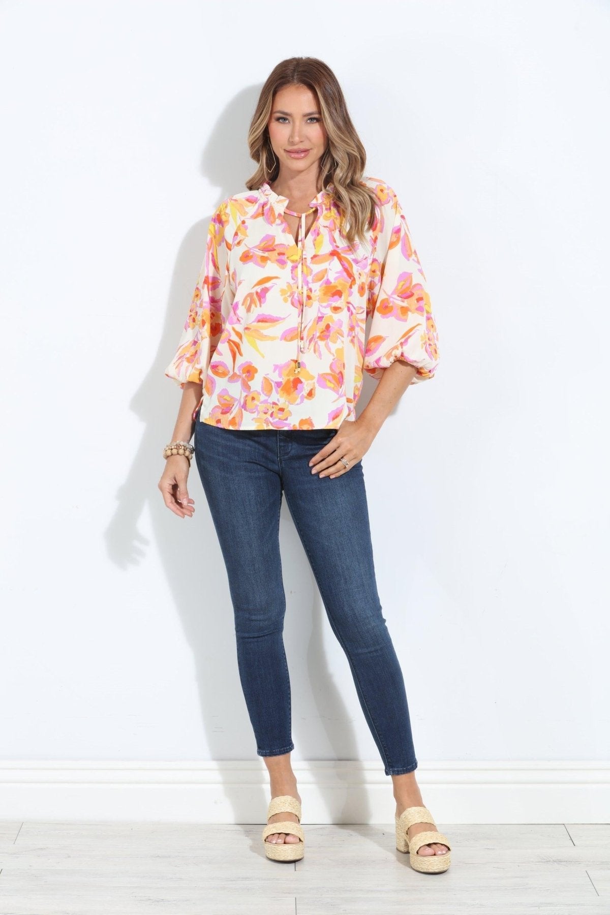 Emilie Split-Neck Blouse-FINAL SALE