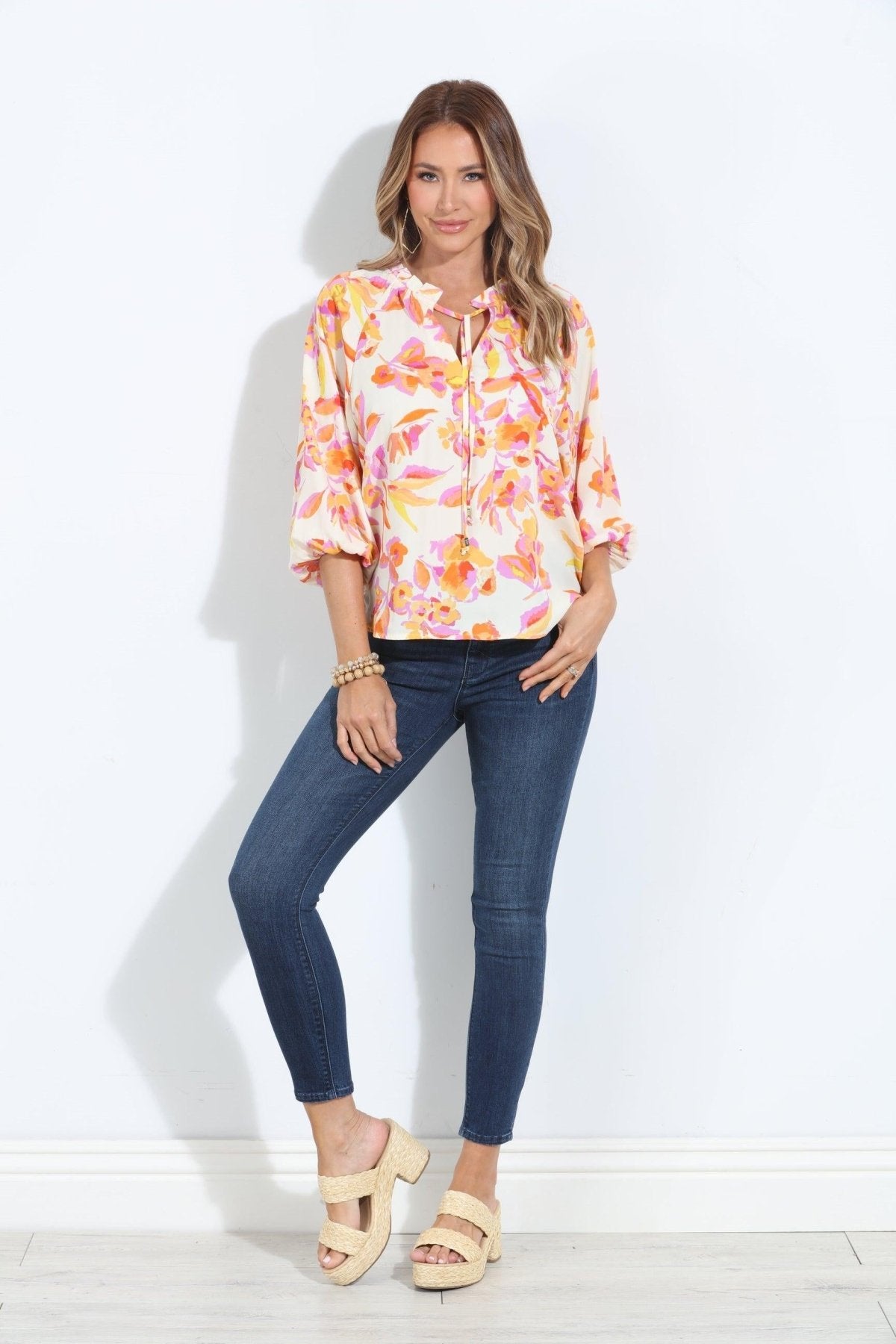 Emilie Split-Neck Blouse-FINAL SALE