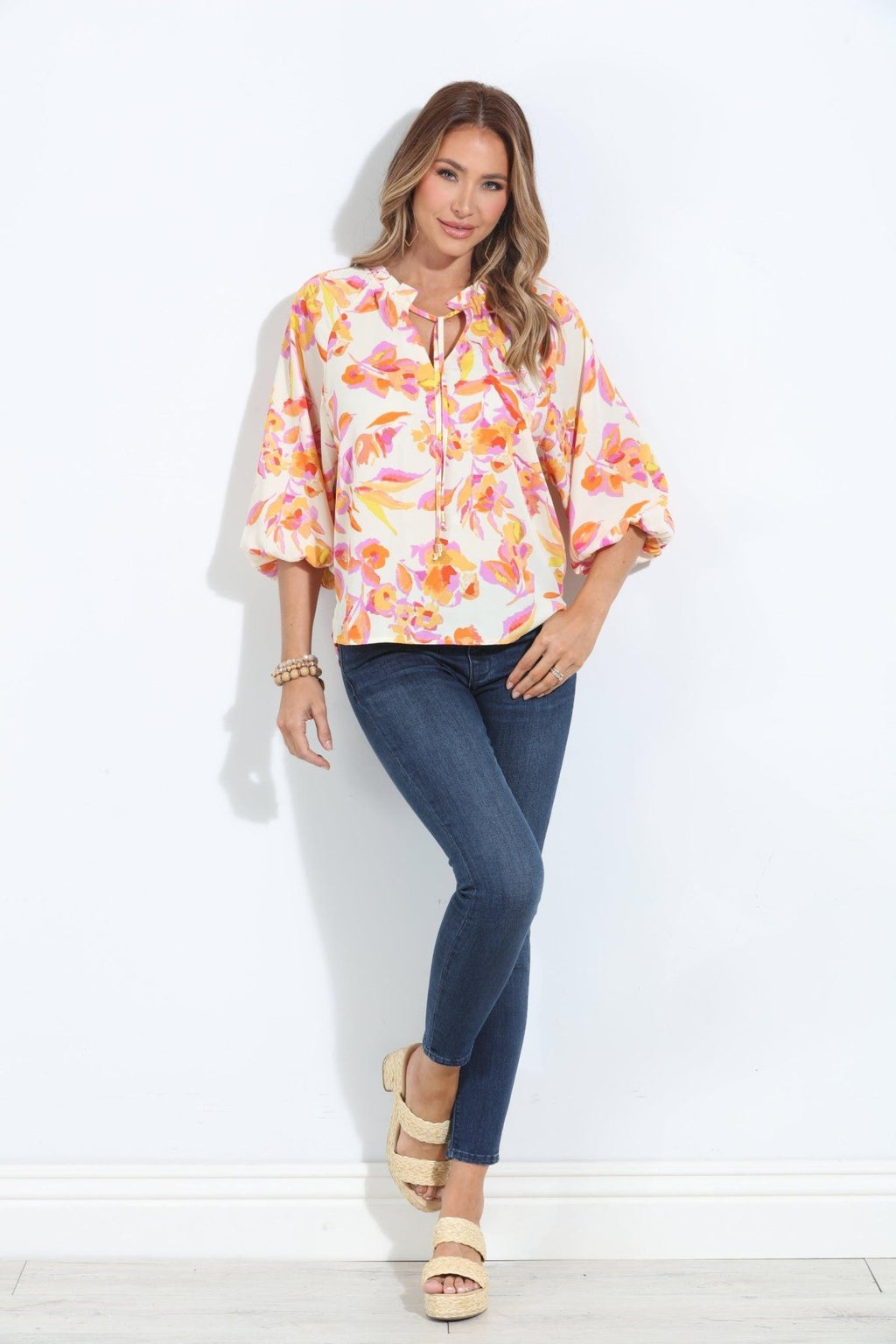 Emilie Split-Neck Blouse-FINAL SALE