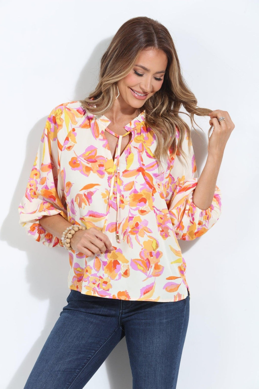 Emilie Split-Neck Blouse-FINAL SALE