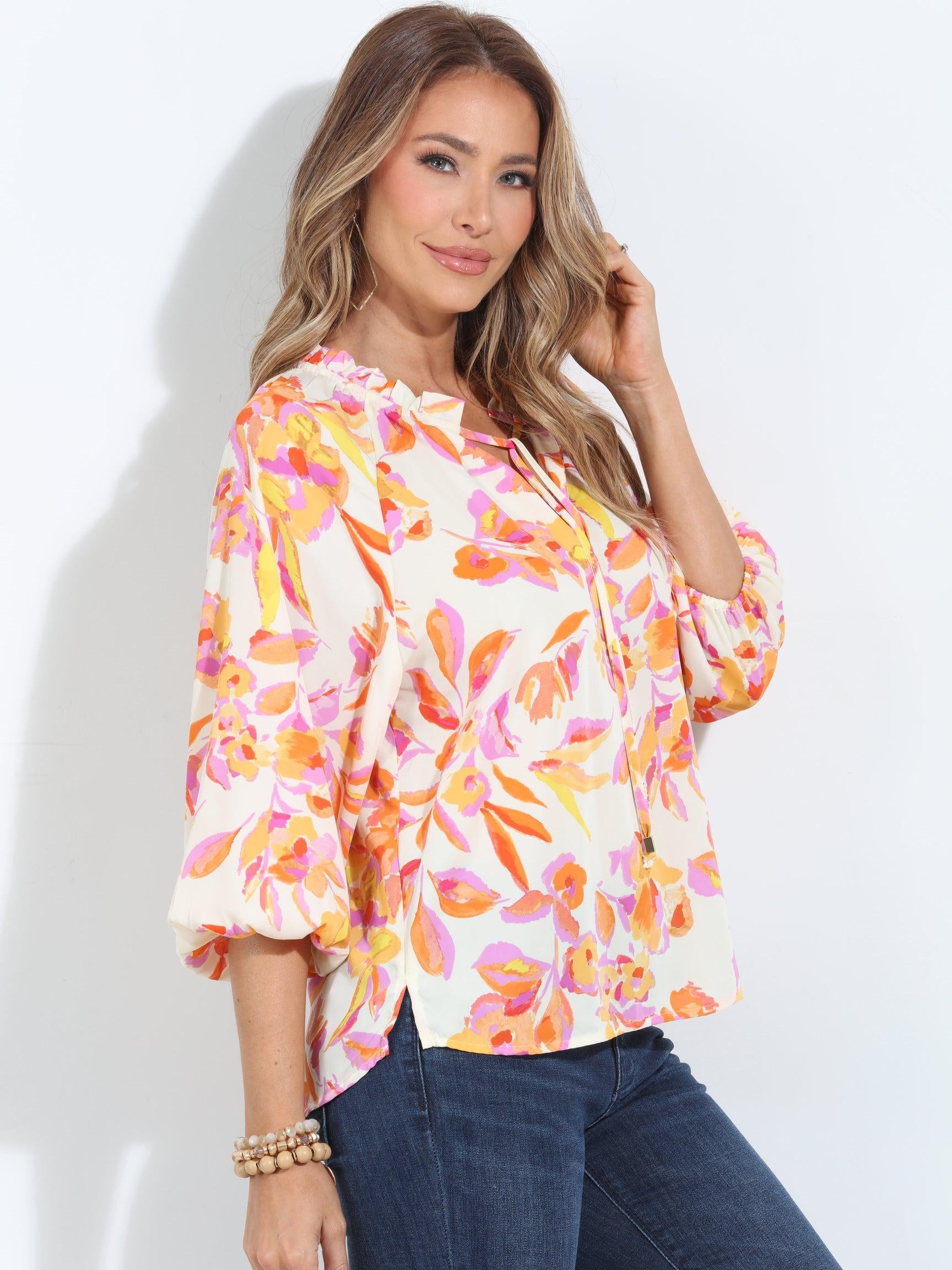 Emilie Split-Neck Blouse-BEST SELLER