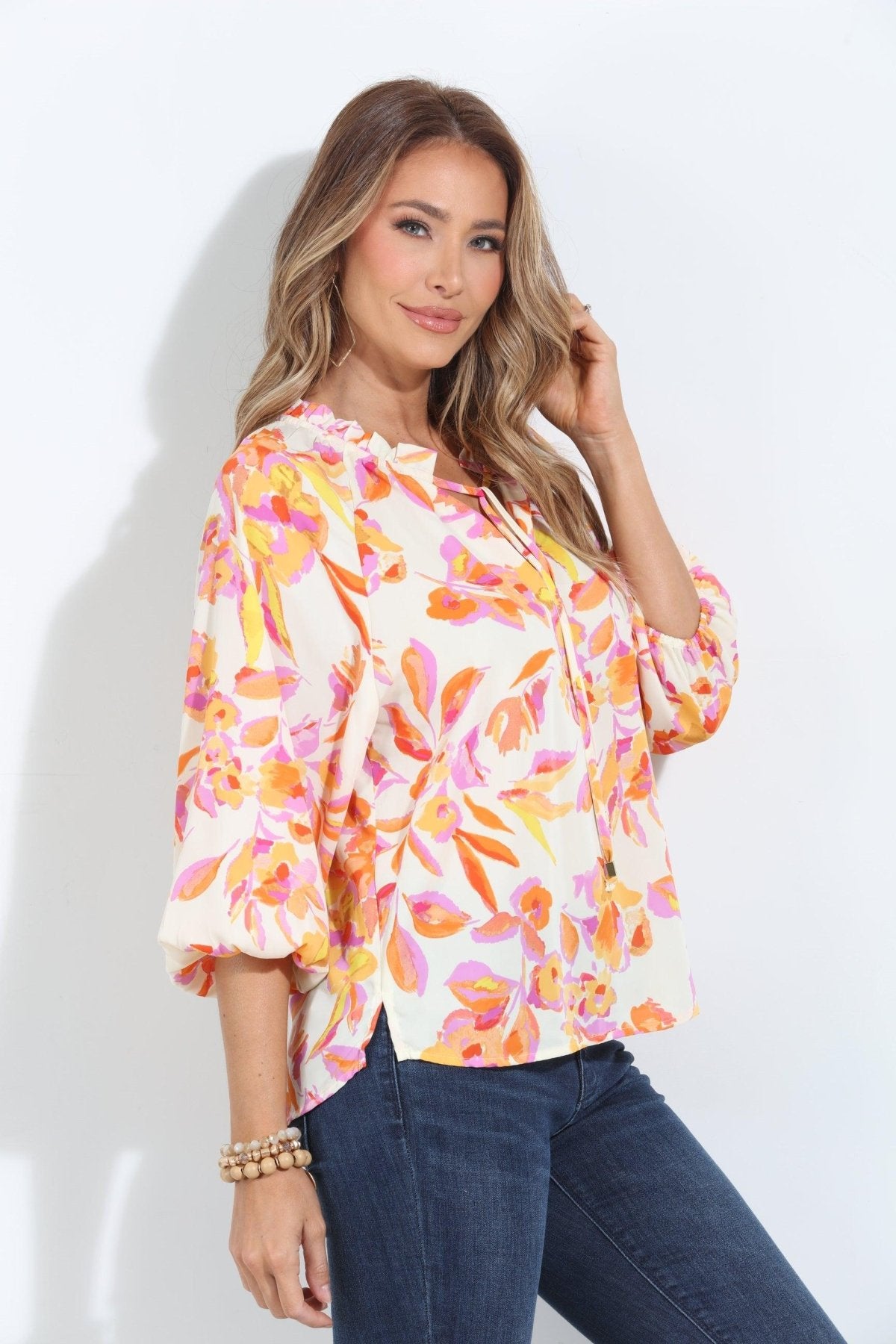 Emilie Split-Neck Blouse-FINAL SALE