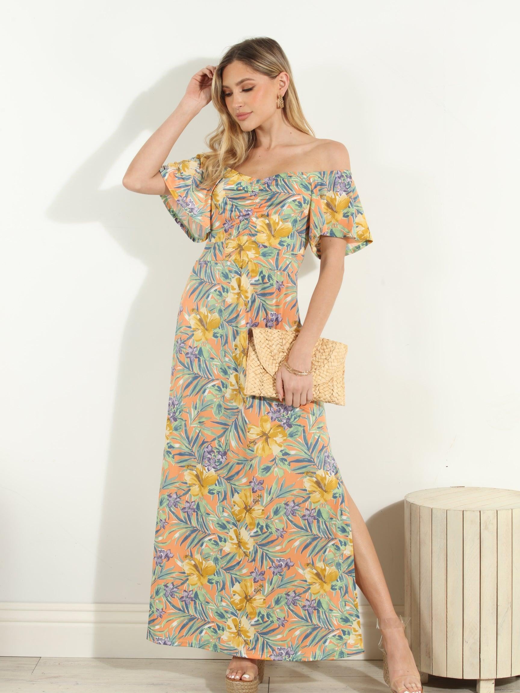Maui Stretch Off the Shoulder Maxi Dress-FINAL SALE