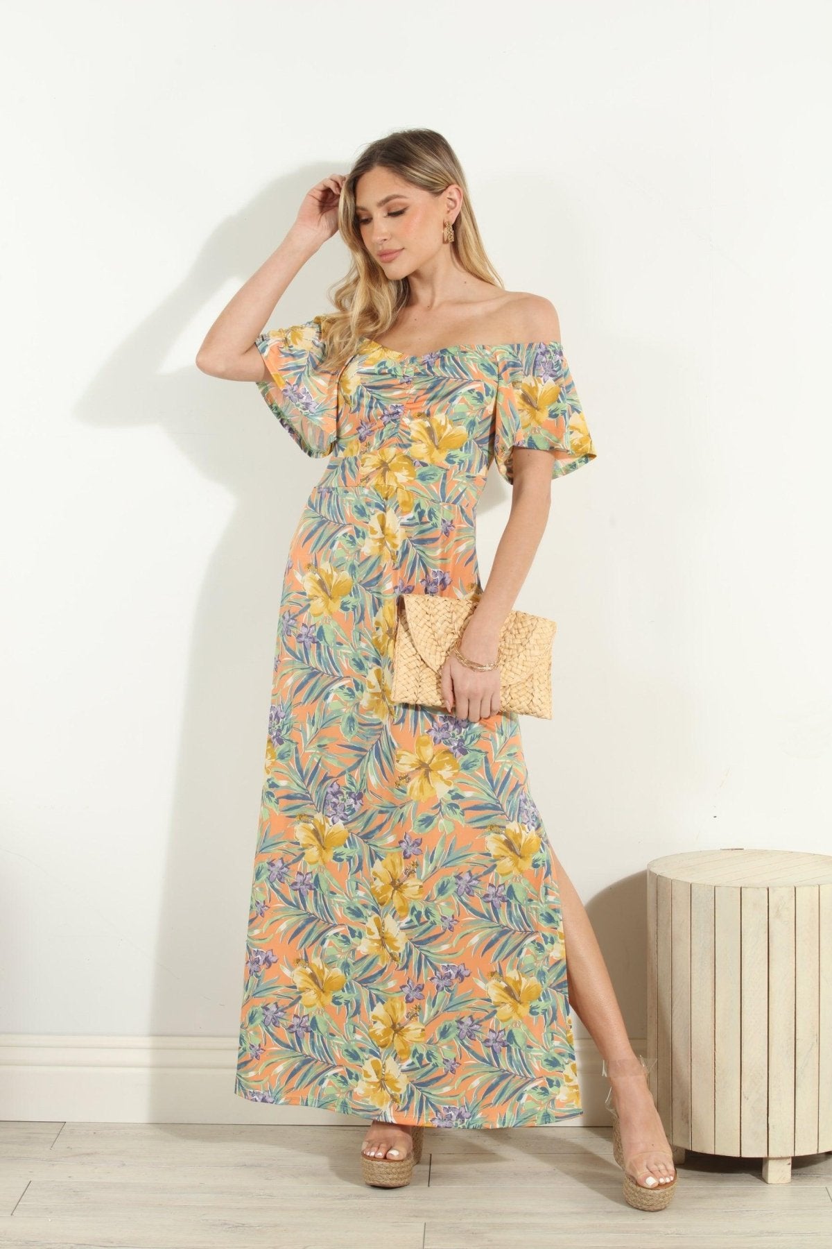 Maui Stretch Off the Shoulder Maxi Dress-FINAL SALE
