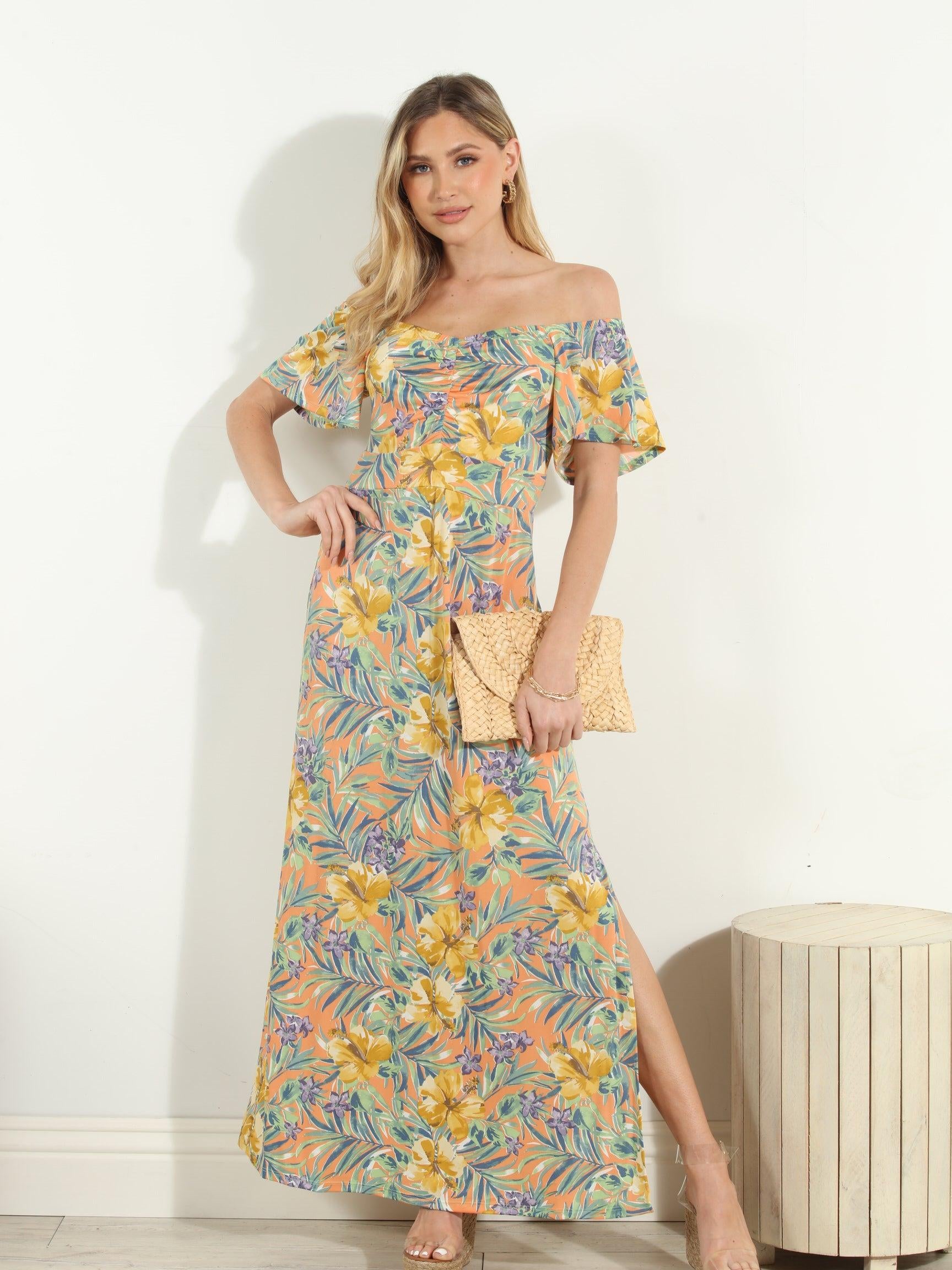 Maui Stretch Off the Shoulder Maxi Dress-FINAL SALE