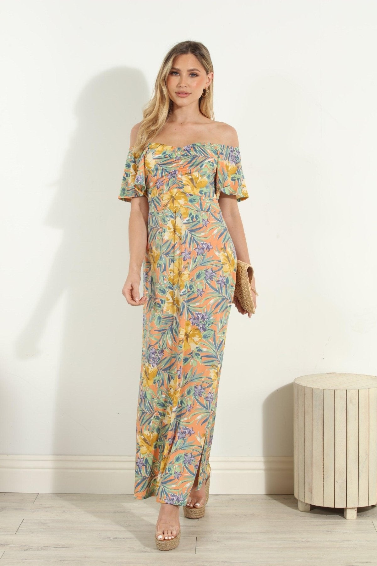 Maui Stretch Off the Shoulder Maxi Dress-FINAL SALE