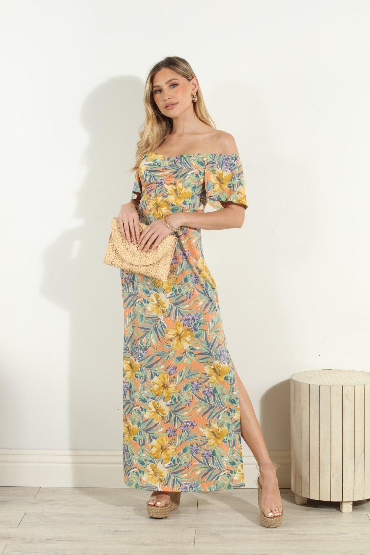 Maui Stretch Off the Shoulder Maxi Dress-FINAL SALE