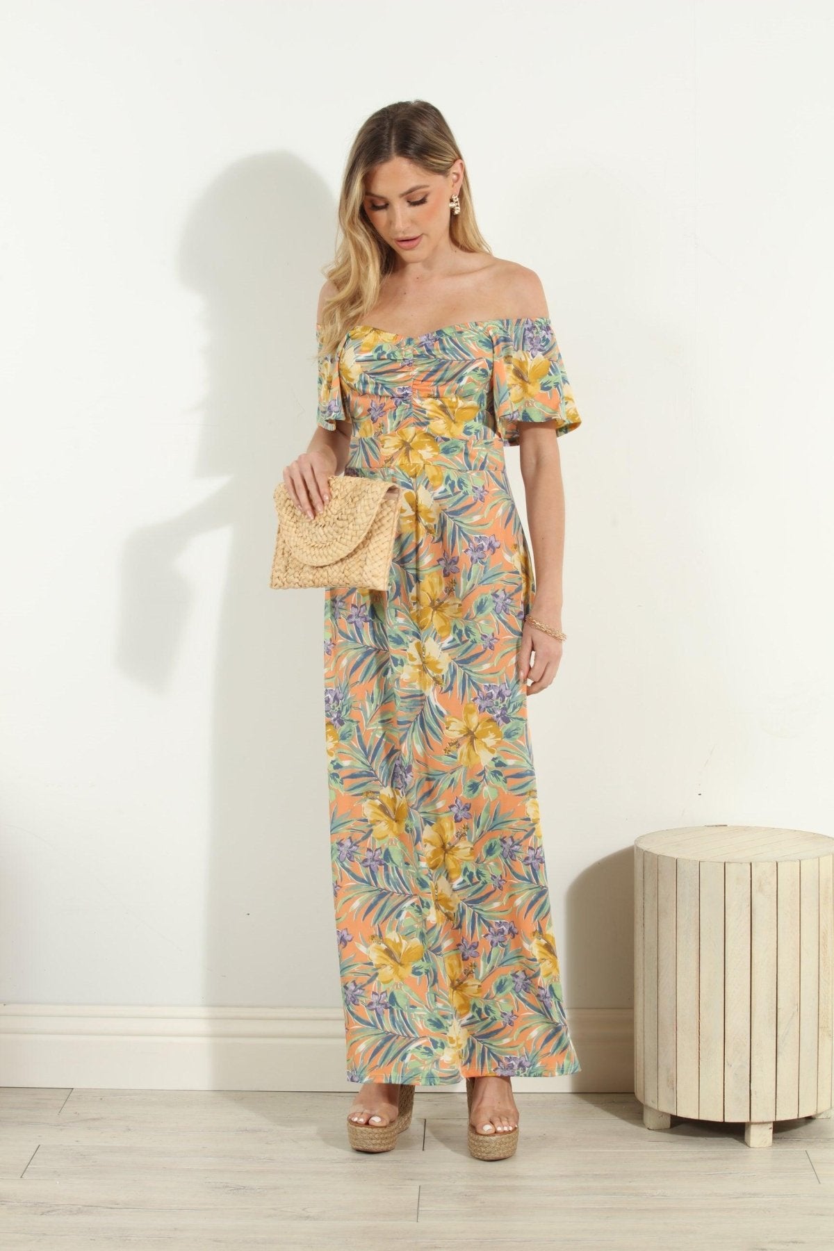 Maui Stretch Off the Shoulder Maxi Dress-FINAL SALE