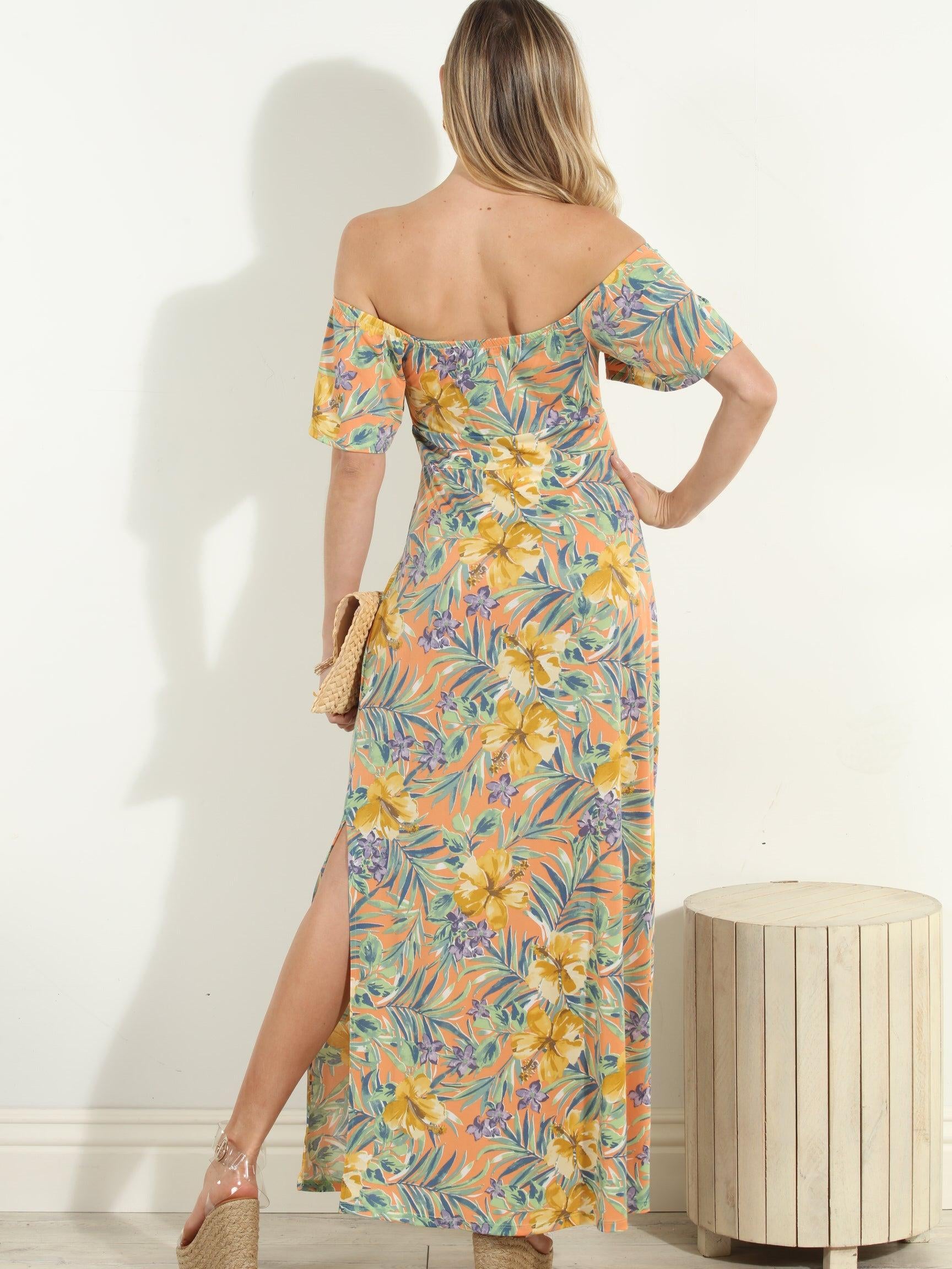 Maui Stretch Off the Shoulder Maxi Dress-FINAL SALE