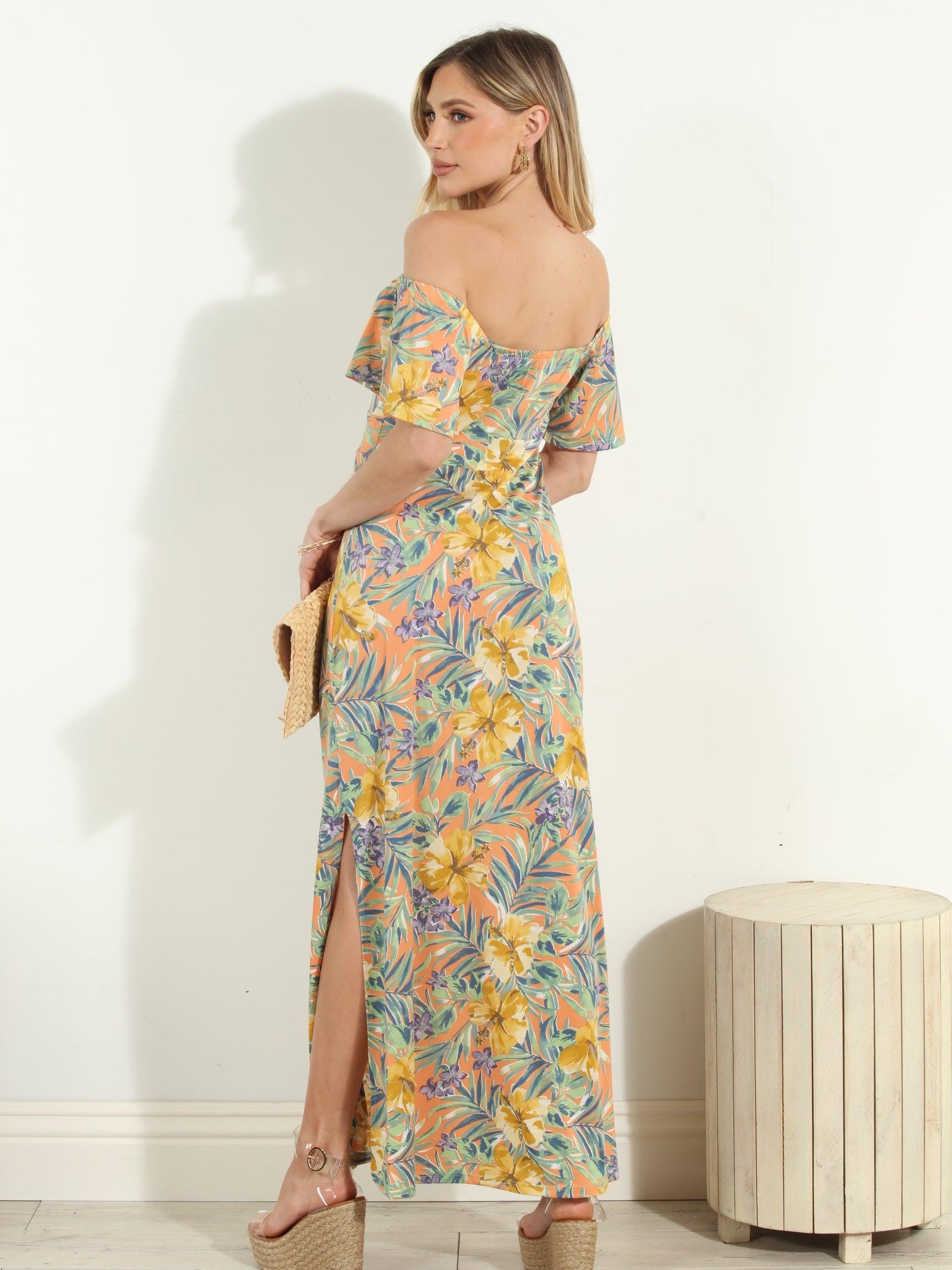 Maui Stretch Off the Shoulder Maxi Dress-FINAL SALE
