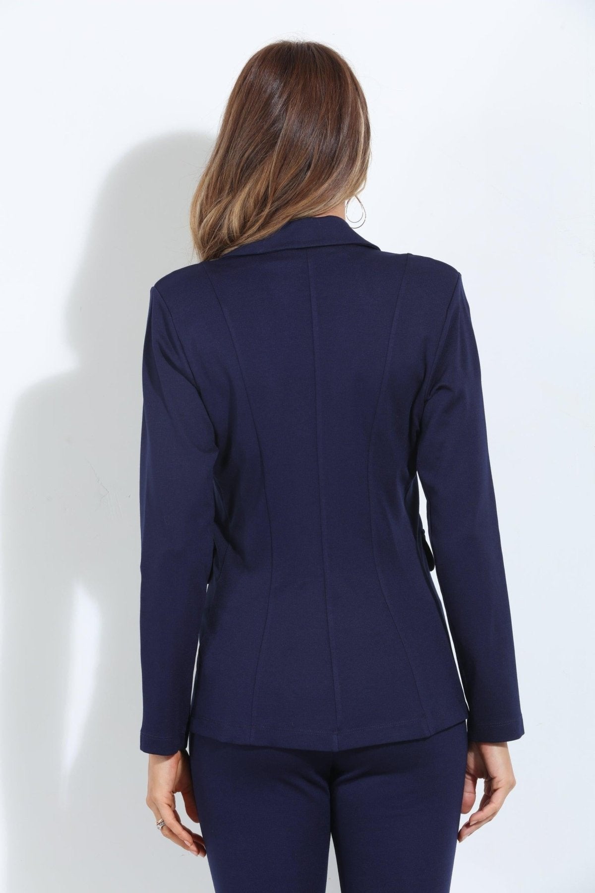 Navy Button Ponti Blazer-BEST SELLER