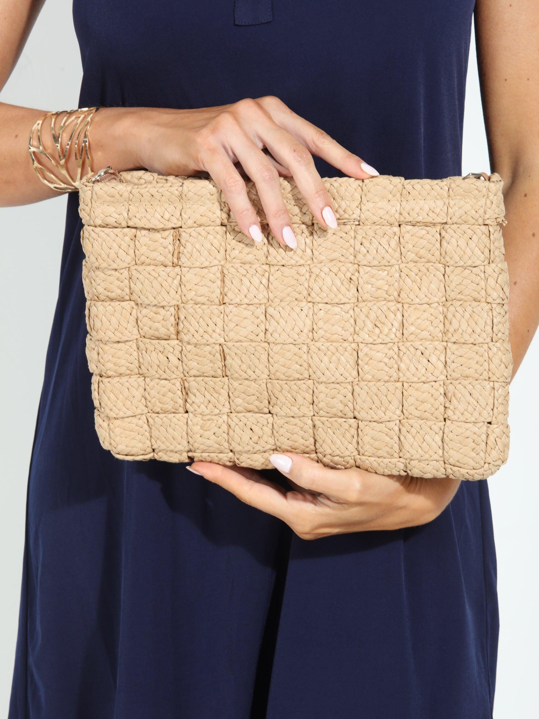 Khaki Waffle Clutch