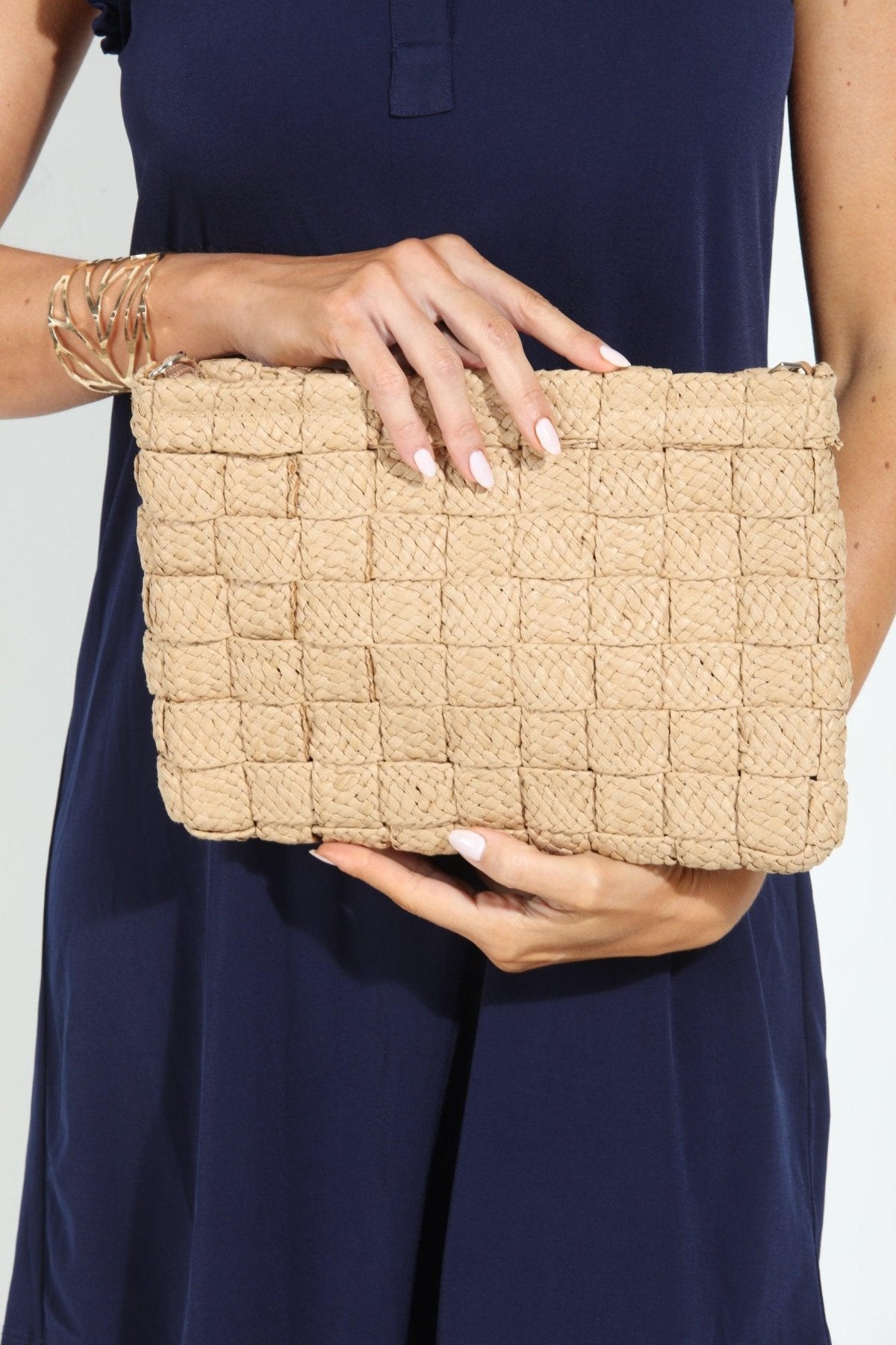 Khaki Waffle Clutch