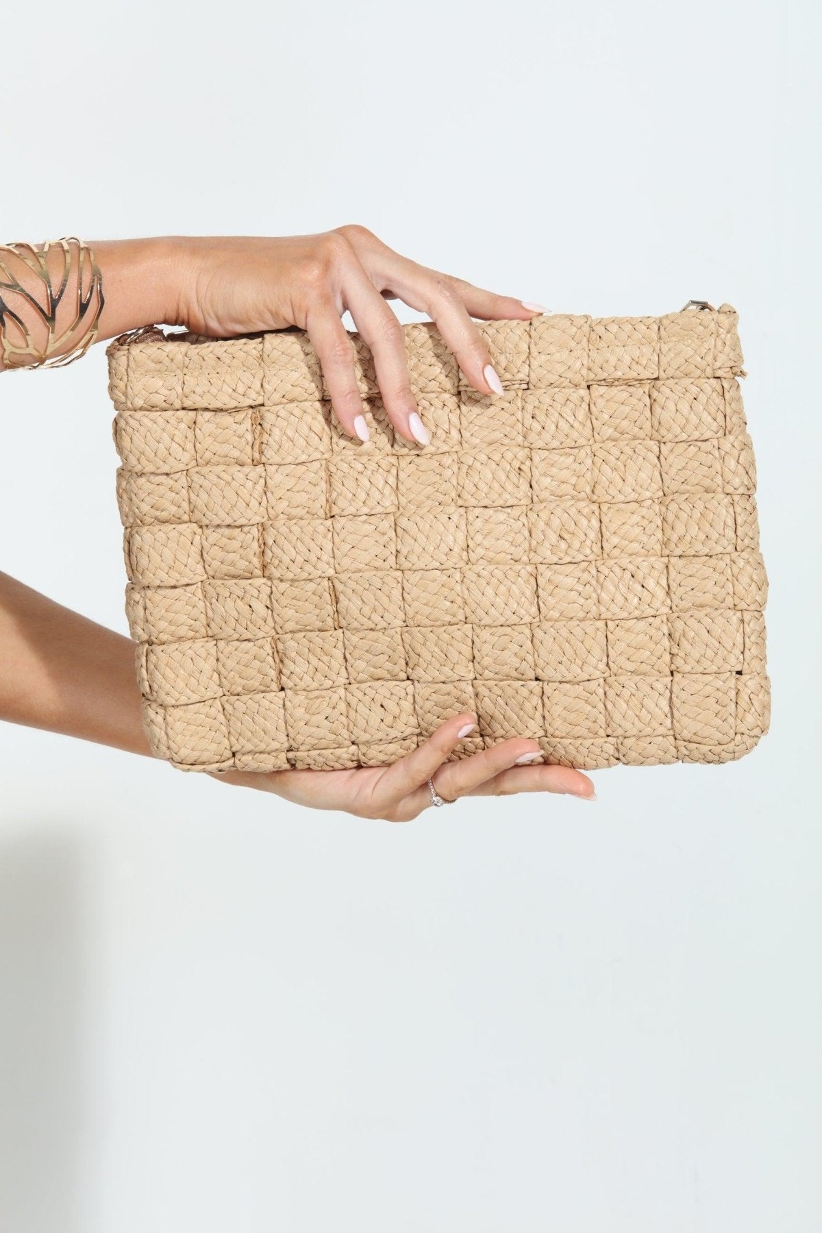 Khaki Waffle Clutch