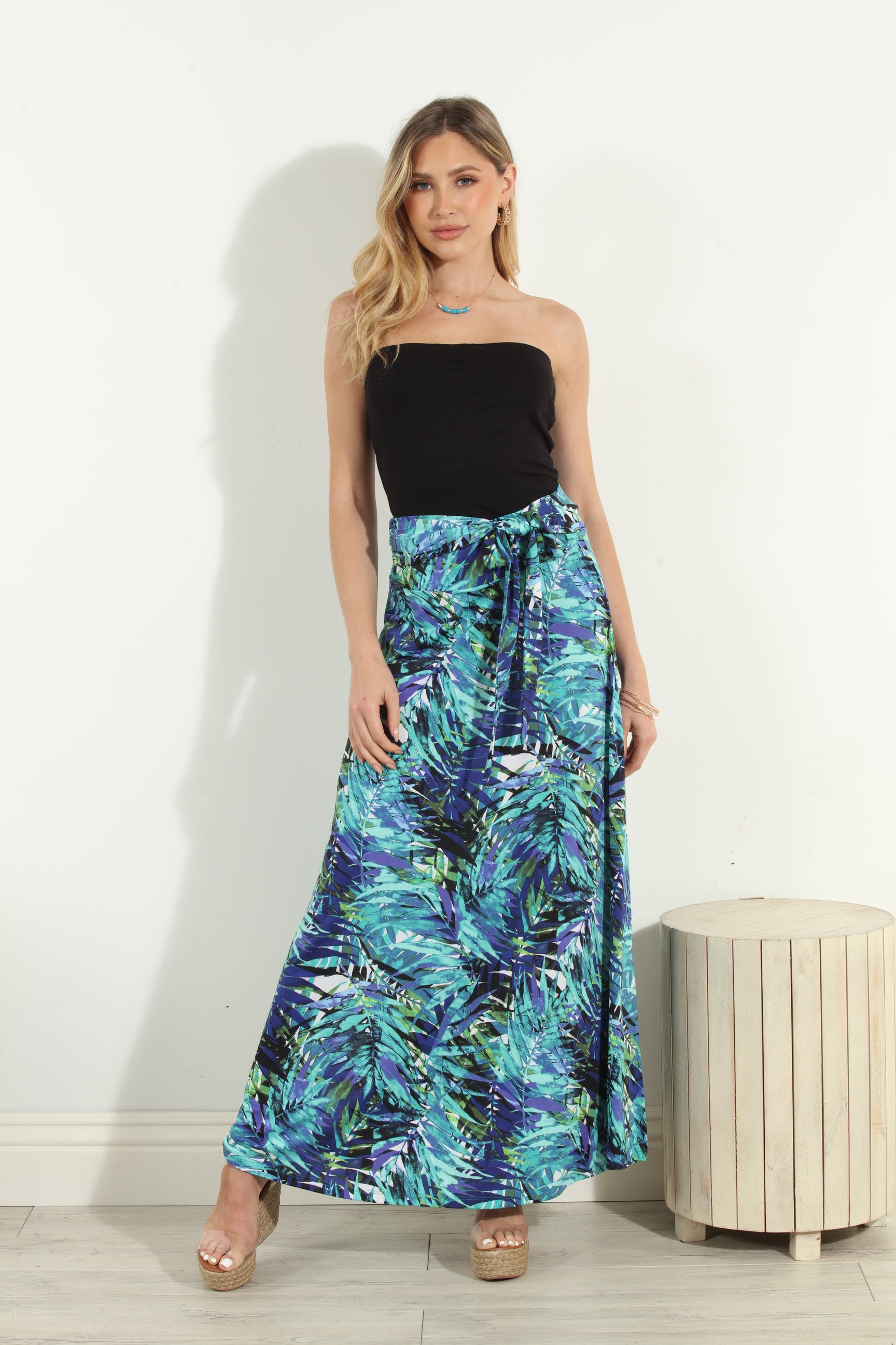 Audrie Tie Front Maxi Skirt