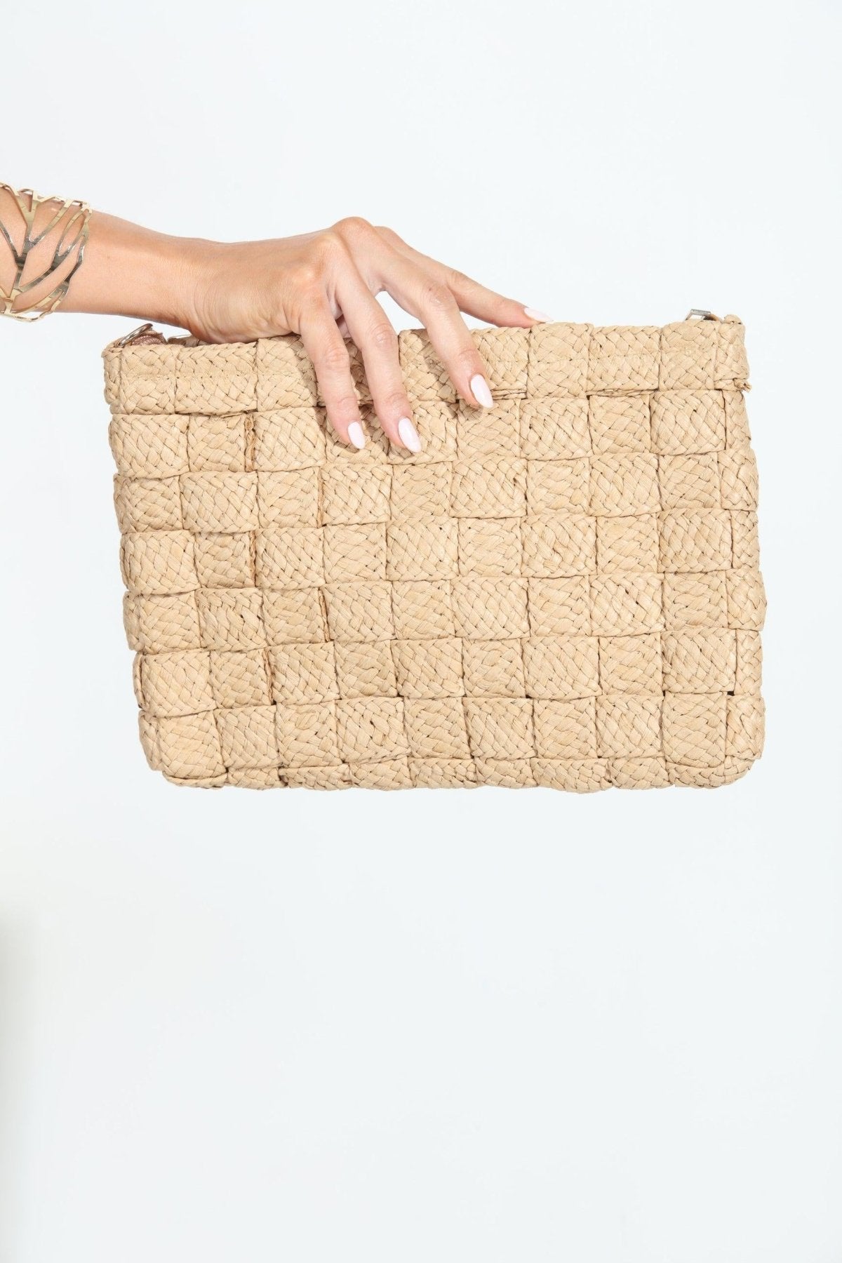 Khaki Waffle Clutch
