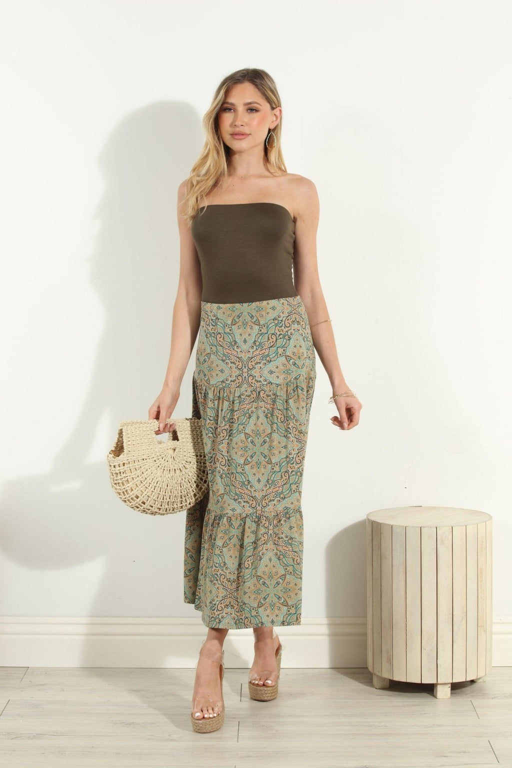 Neema Stretch Tiered Midi Skirt-FINAL SALE