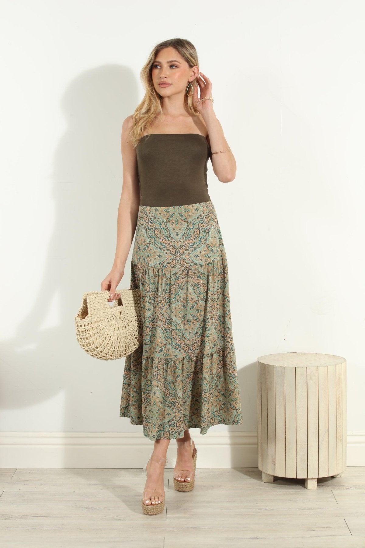 Lined Mom Cropped Tube Top-OLIVE-FINAL SALE