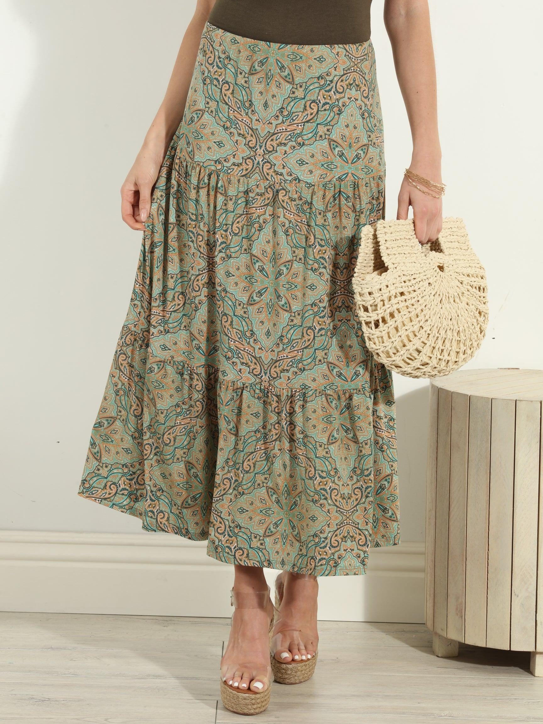 Neema Stretch Tiered Midi Skirt-FINAL SALE