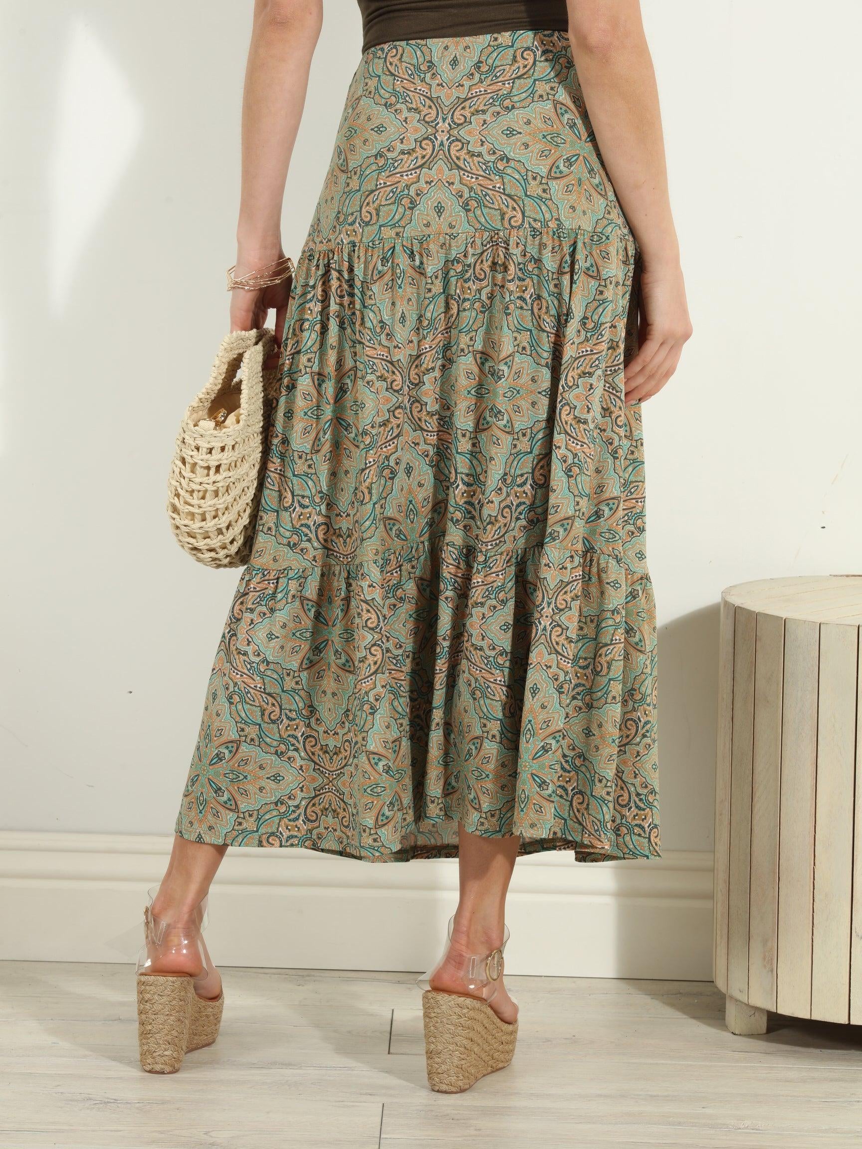 Neema Stretch Tiered Midi Skirt-FINAL SALE