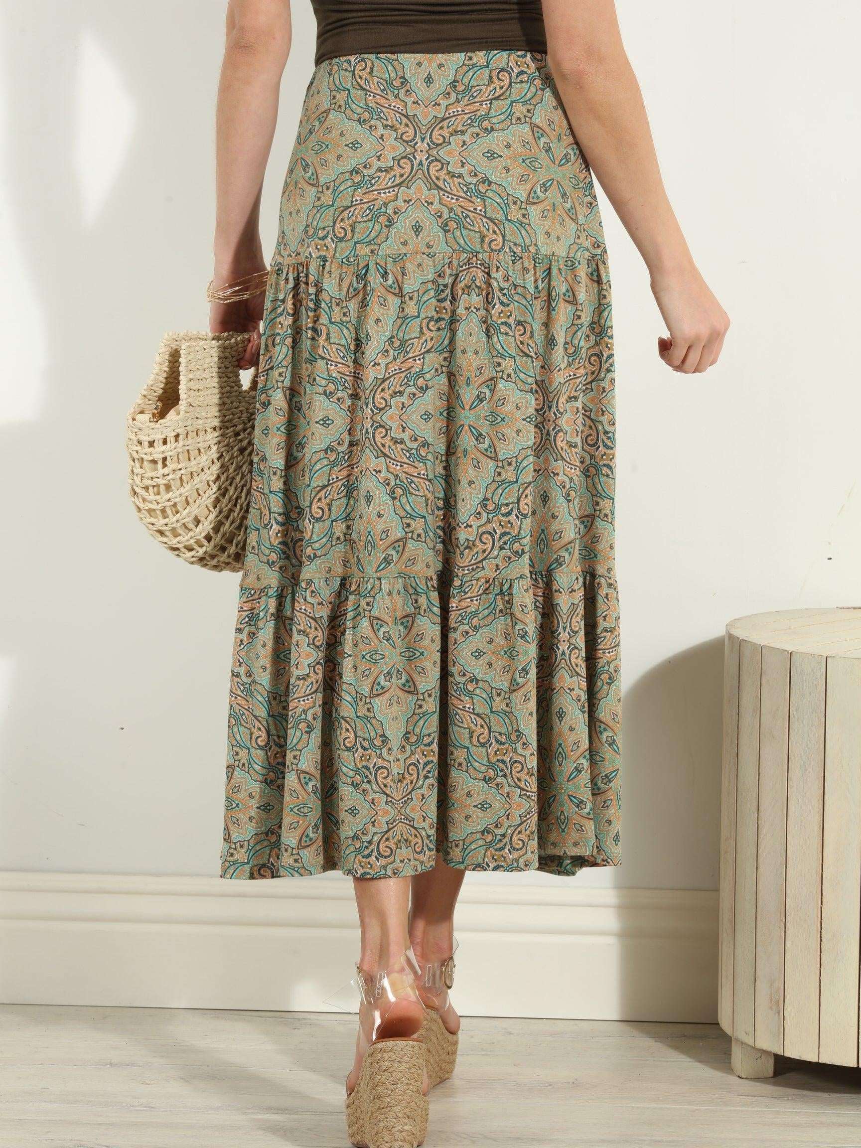 Neema Stretch Tiered Midi Skirt-FINAL SALE