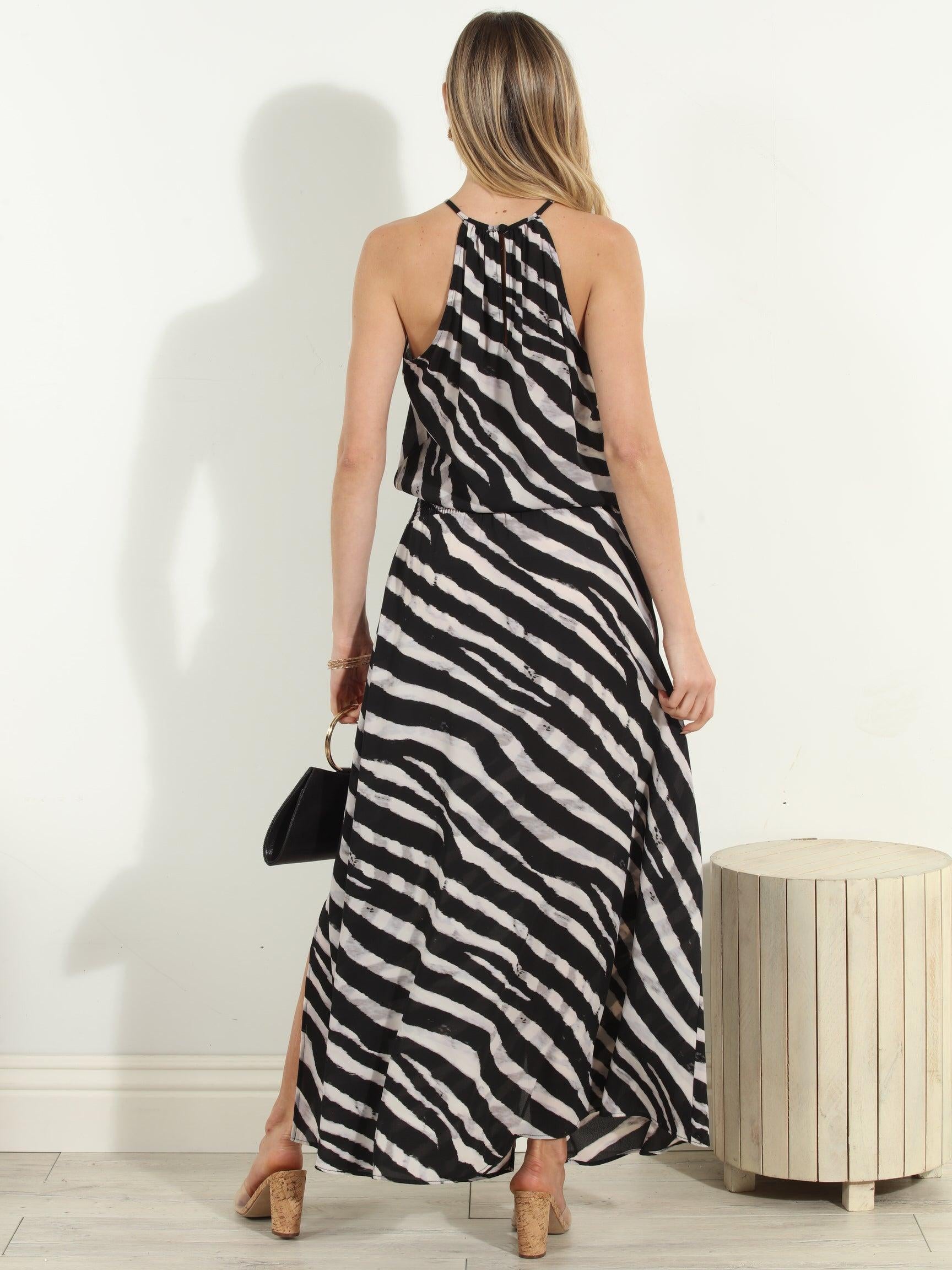 Fletcher Halter Double Slit Midi Dress-FINAL SALE