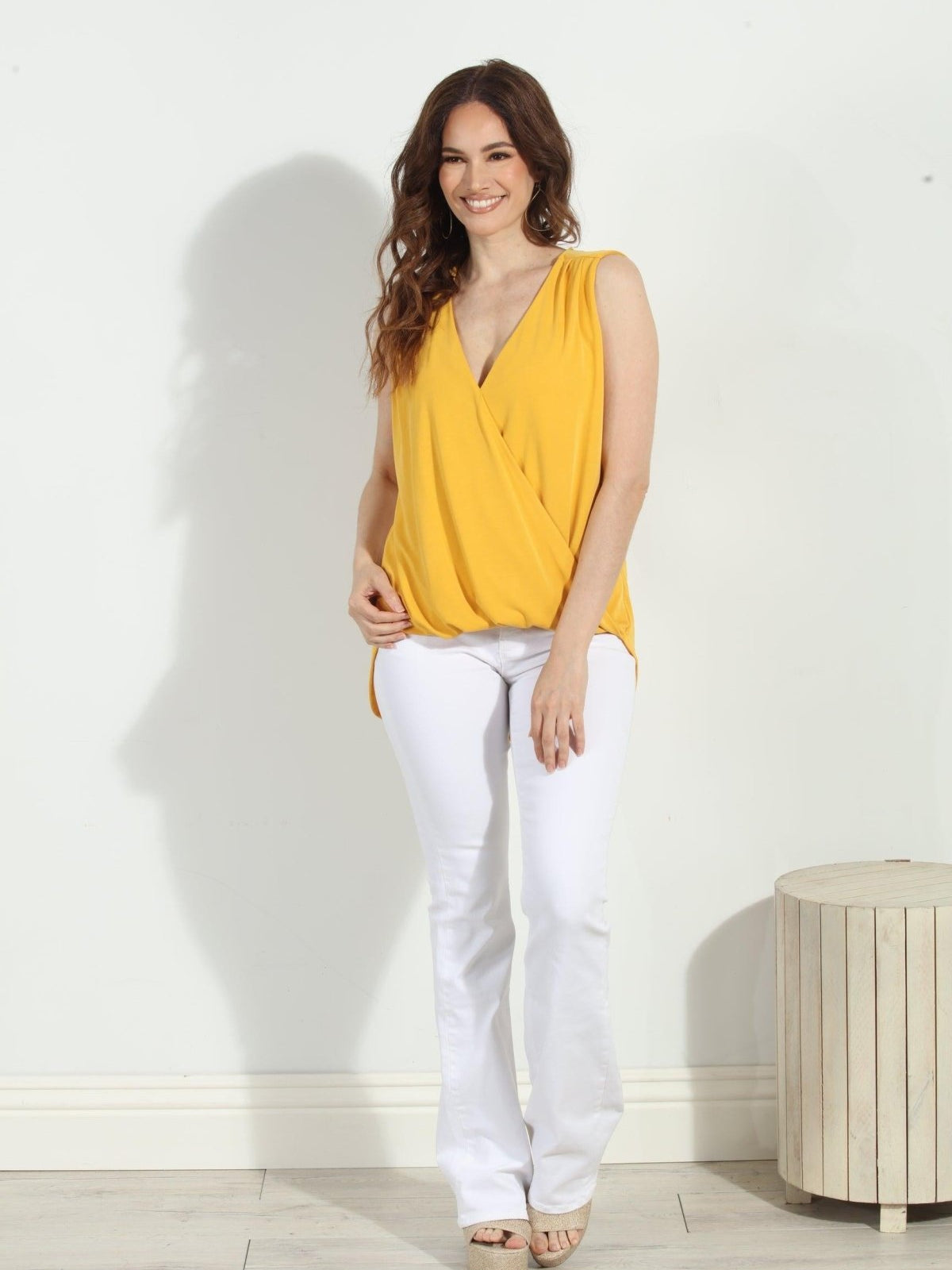 The Everyday Cupro Surplice Tank - Mimosa