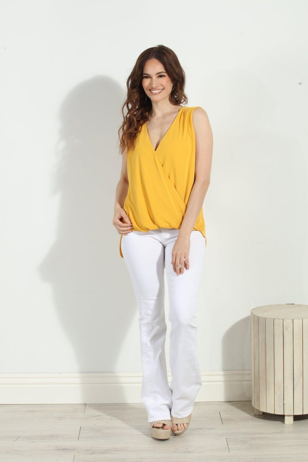 The Everyday Cupro Surplice Tank - Mimosa