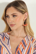 Coral Beaded Dangle Hoop Earrings
