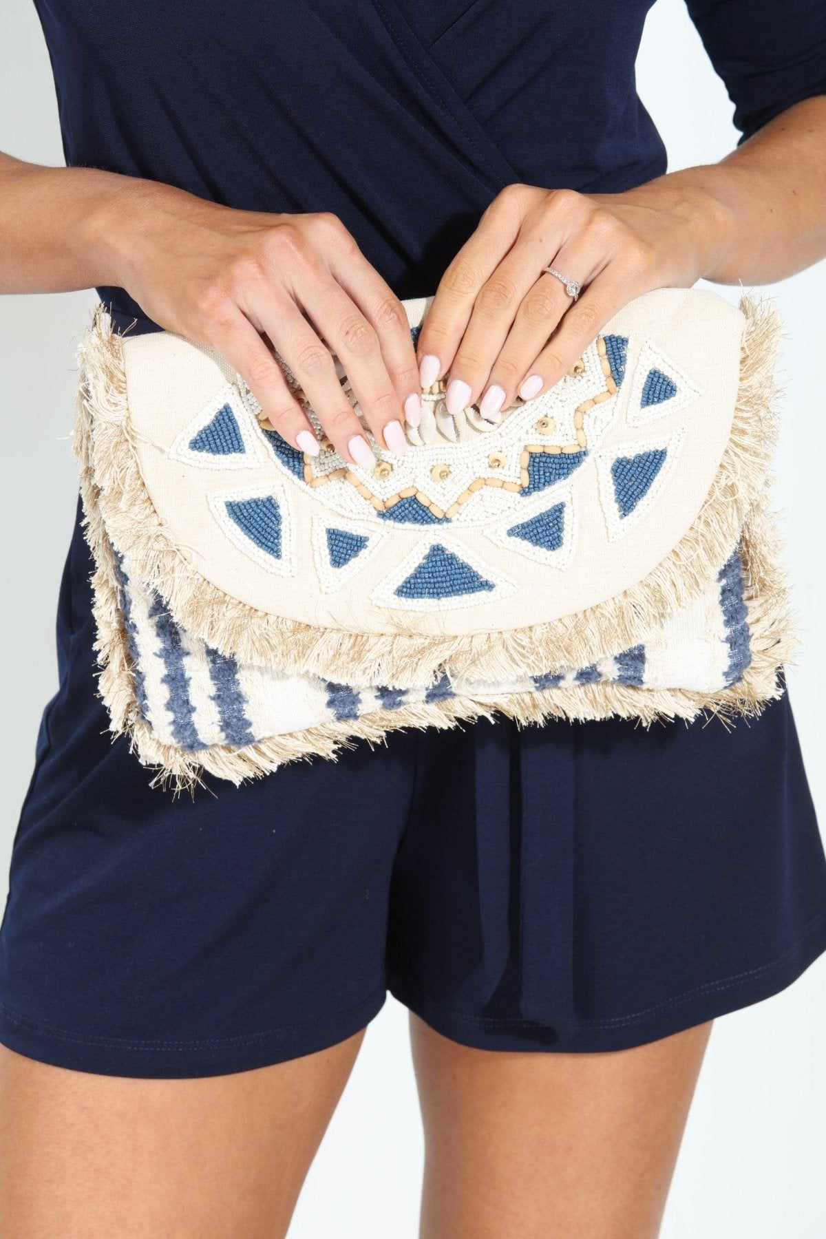 Mykonos Fringe Embroidered Clutch