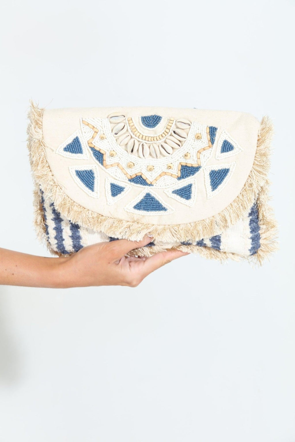 Mykonos Fringe Embroidered Clutch