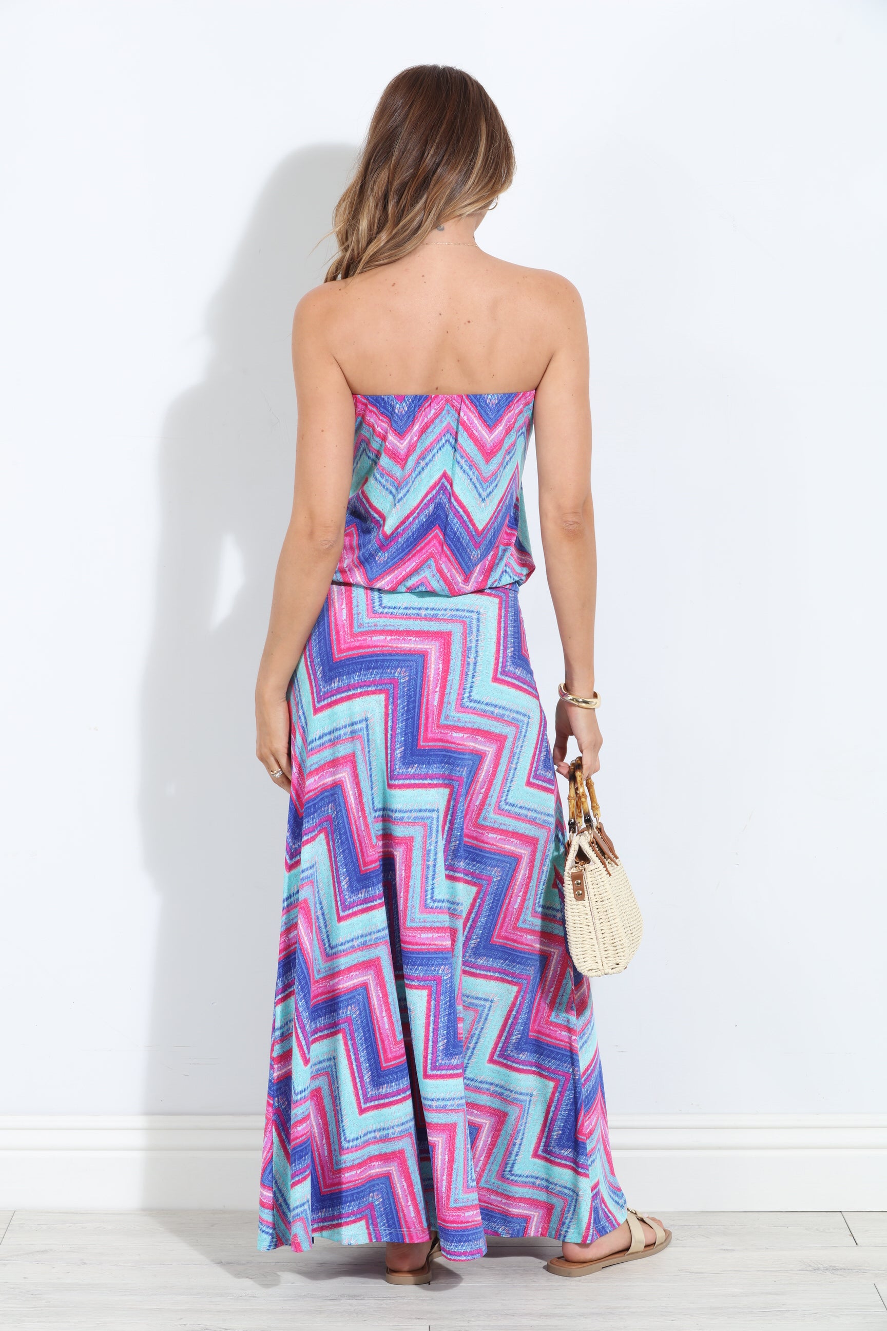 Gianni Stretch Stripe Strapless Maxi Dress-BEST SELLER