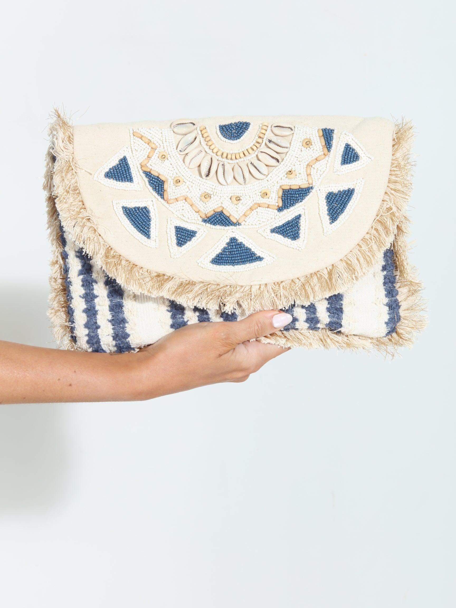 Mykonos Fringe Embroidered Clutch