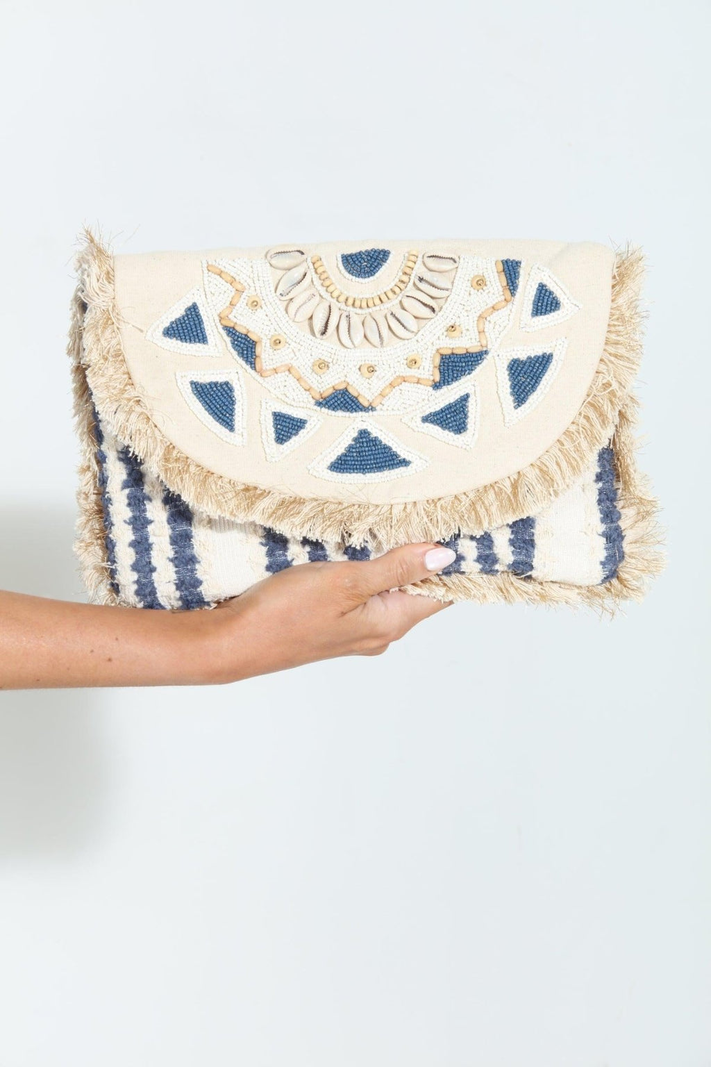 Mykonos Fringe Embroidered Clutch
